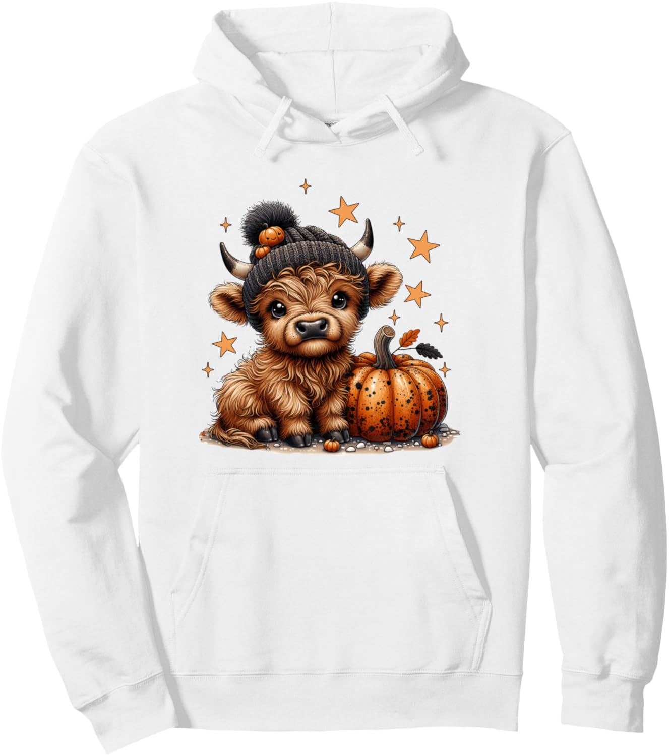 Moo Highland Cow Halloween Pumpkin Season Women Girls Kids Pullover Hoodie