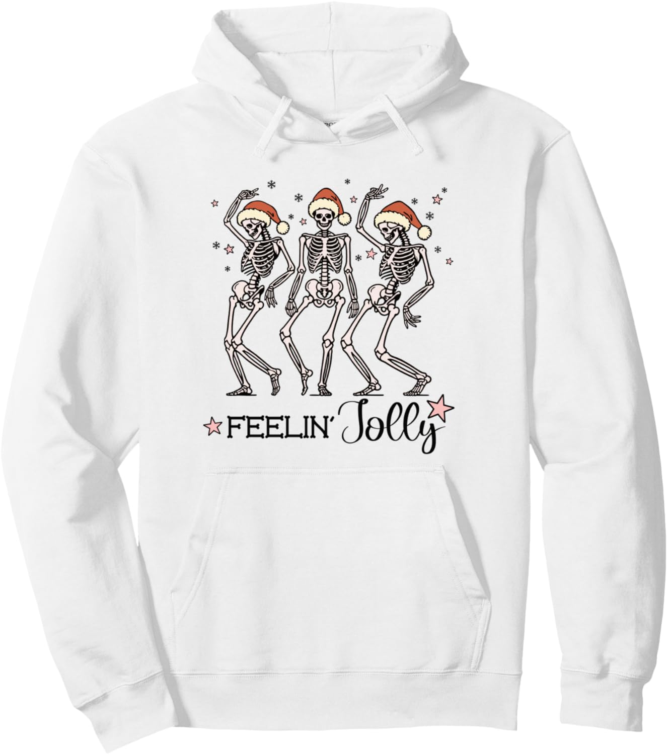 Funny Dancing Skeletons Christmas Holiday Santa Hat Humor Pullover Hoodie
