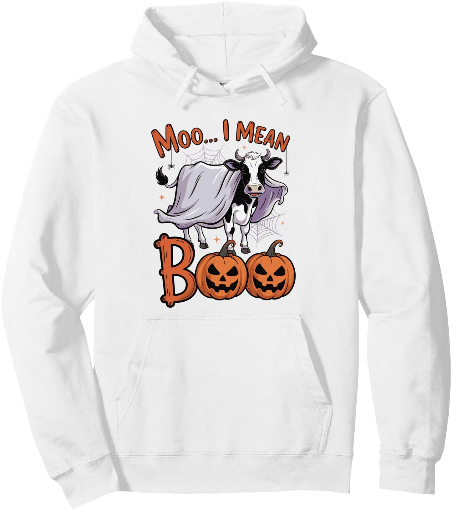 Spooky Cow Halloween Country Farmer Cattle Breeder Scary Pullover Hoodie