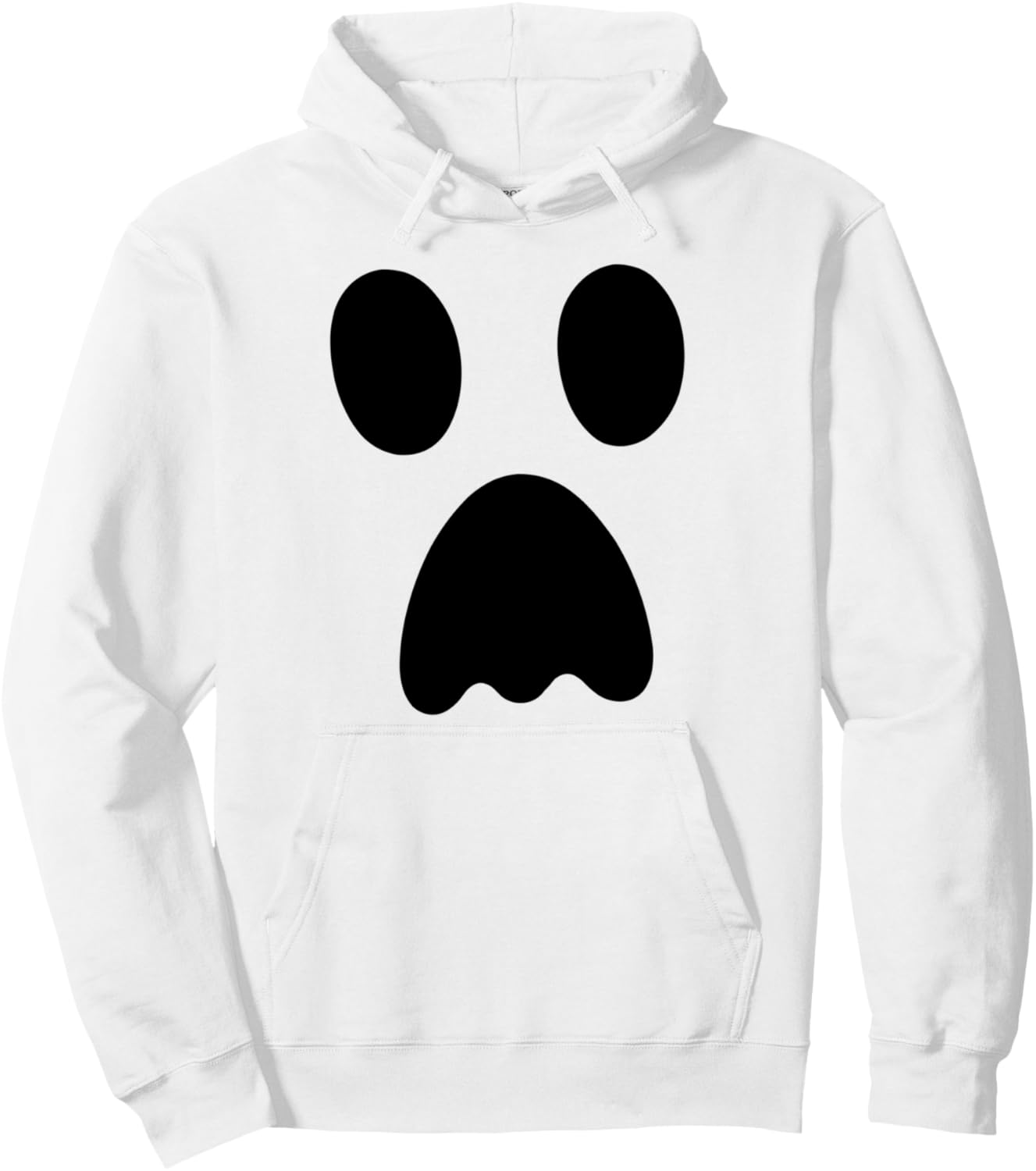 Large Ghost, Funny Spooky Face, Boo! White Halloween Ghost Pullover Hoodie