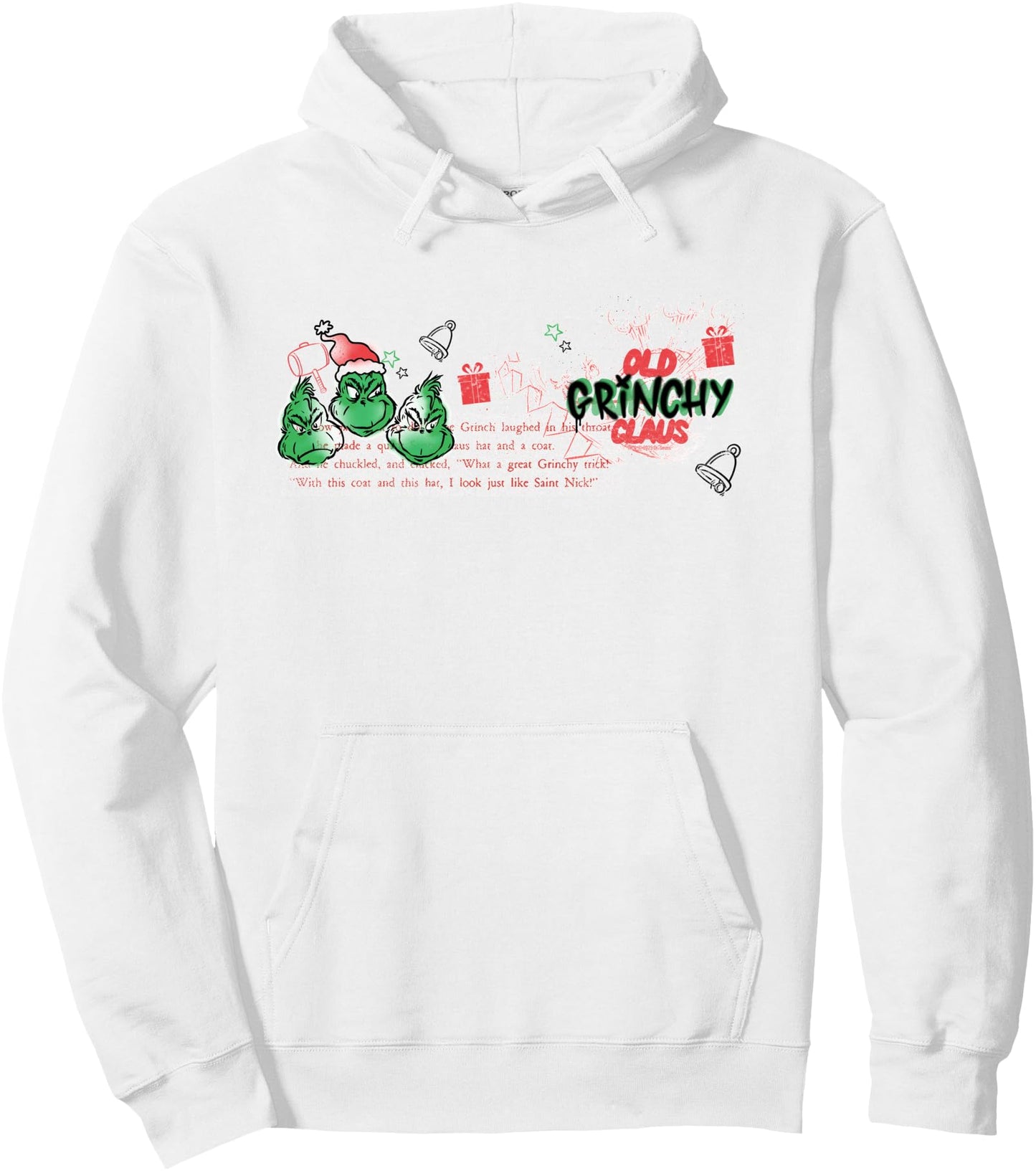 Dr. Seuss Grinch Old Grinchy Claus Officially Licensed Pullover Hoodie