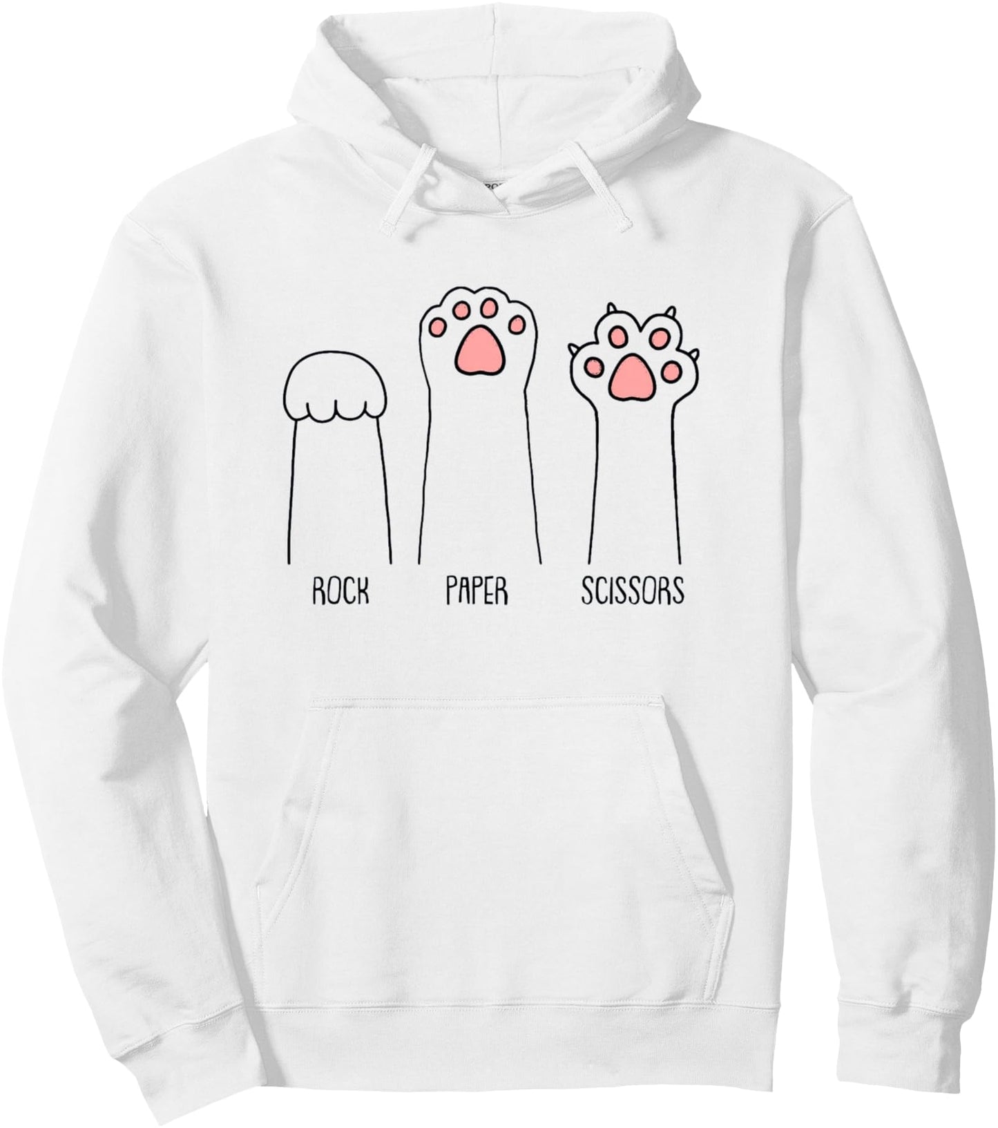 Rock Paper Scissors Cat Paws Hand Game Cute Paw Funny Cat Pullover Hoodie