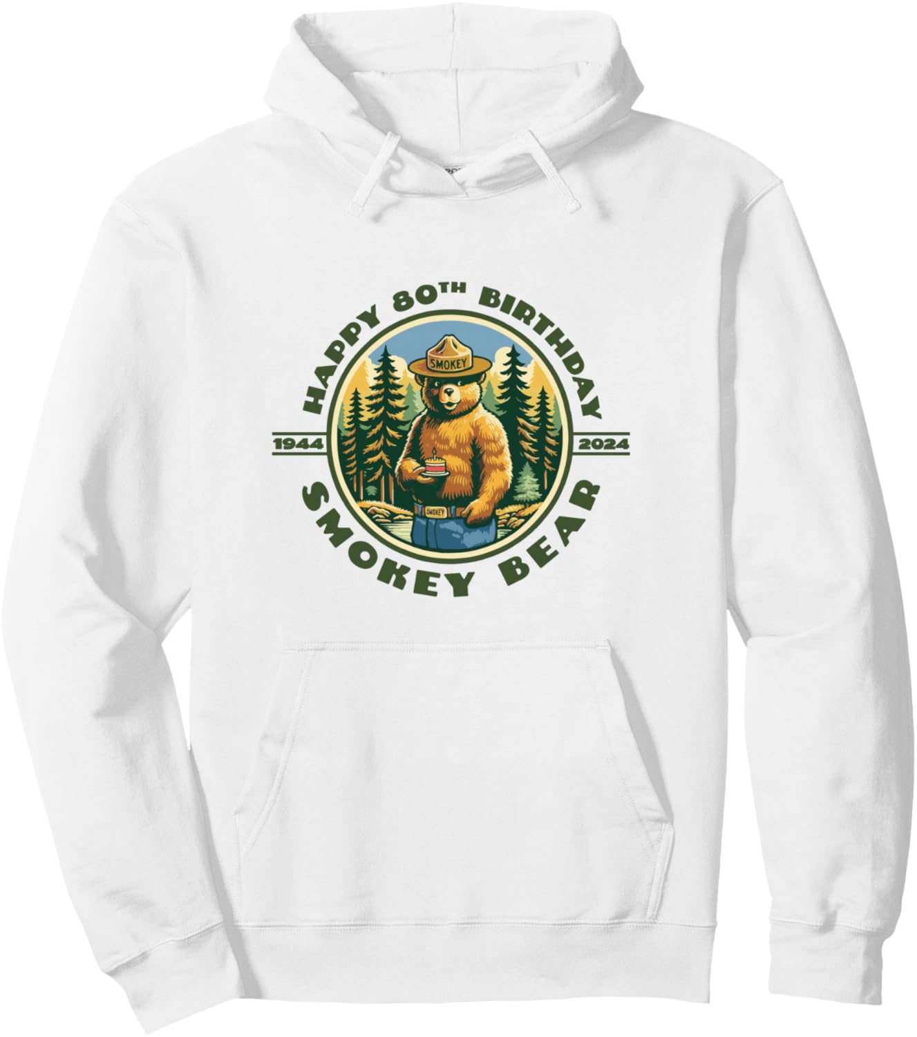 Vintage Smokey Bear Logo Only Officially Licensed Pullover Hoodie