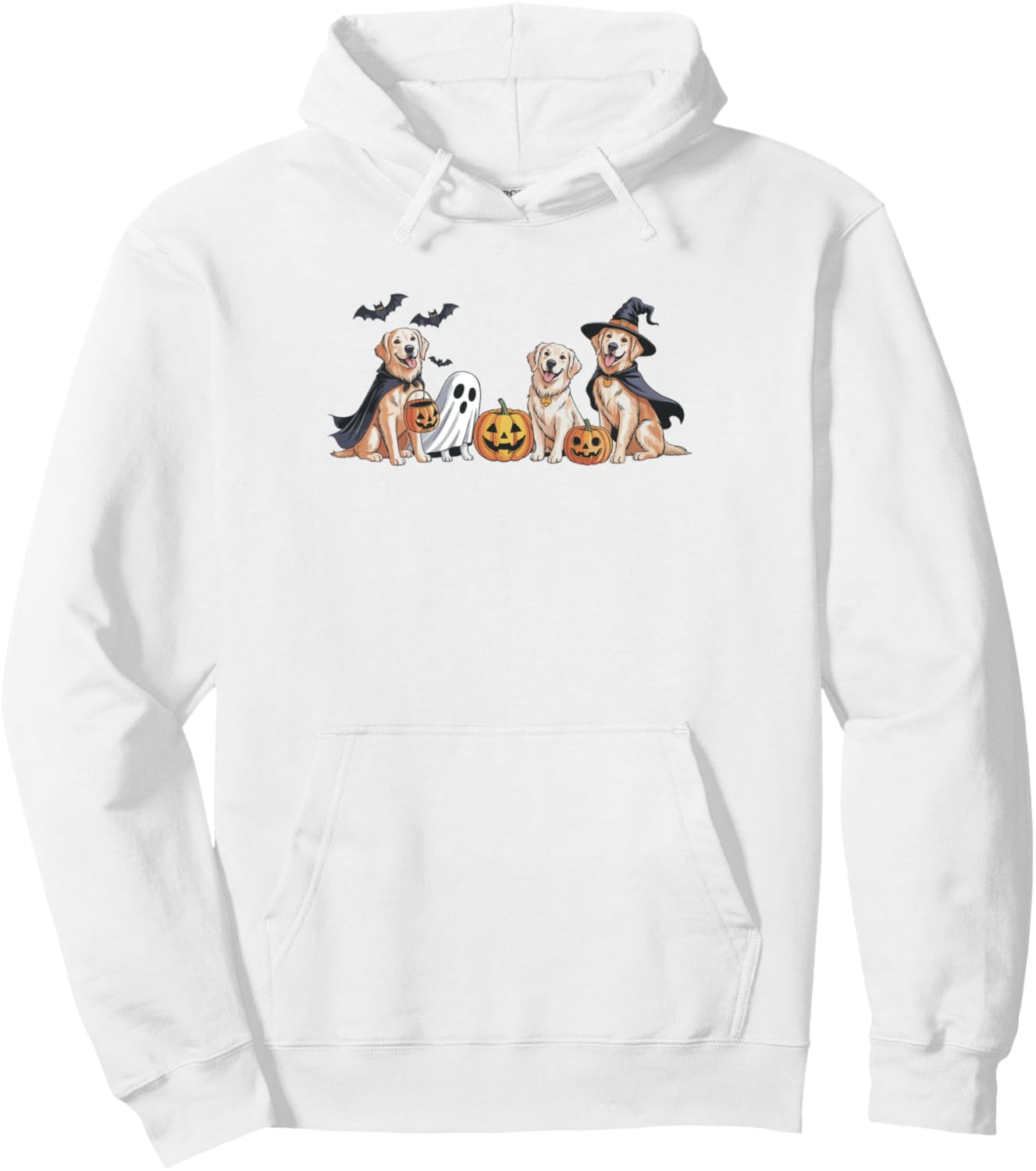 Retro Golden Retriever Dogs Ghost Boo Witch Funny Halloween Pullover Hoodie