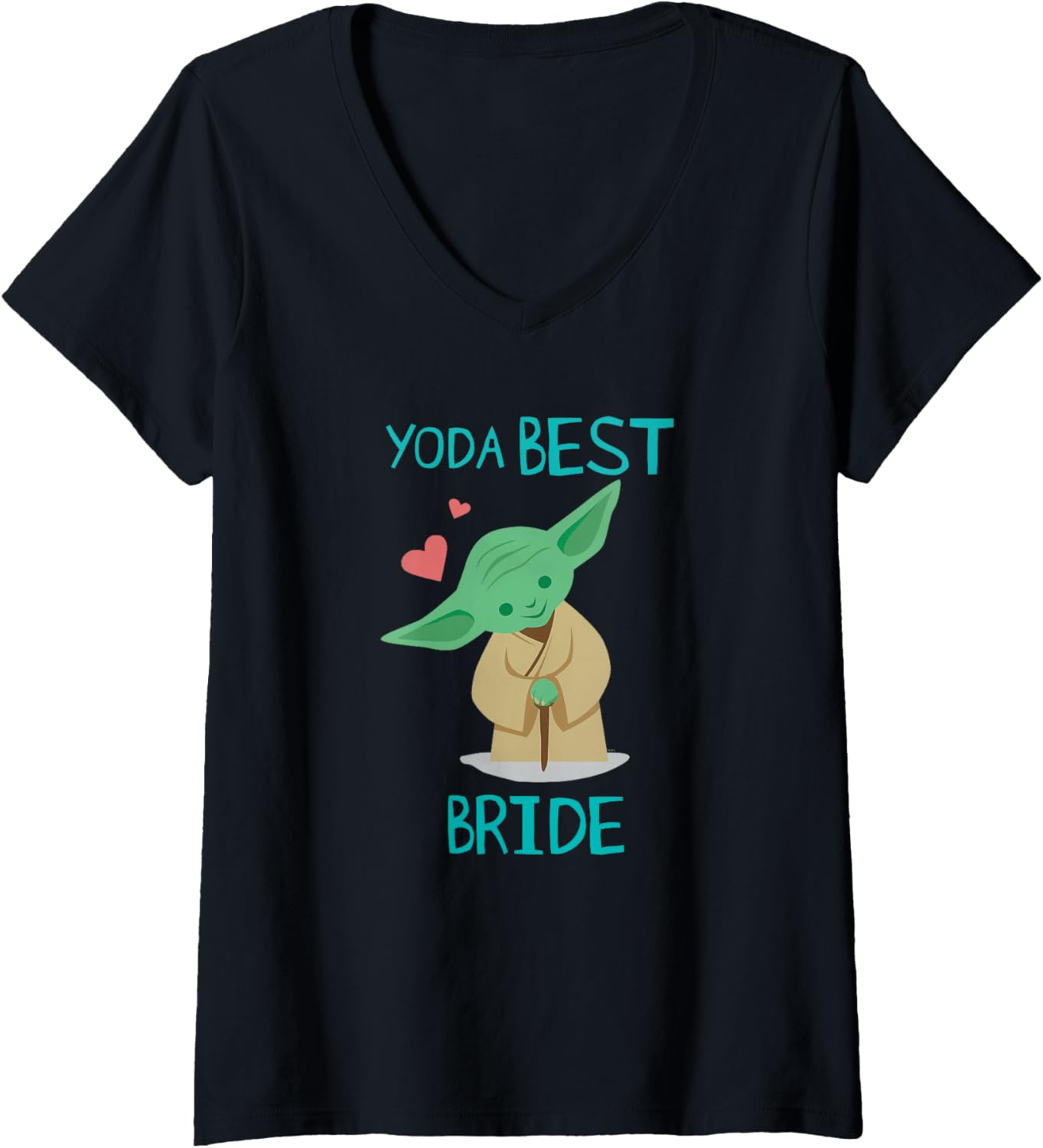 Womens Star Wars Yoda Best Bride Yoda Chibi Portrait Family V-Neck