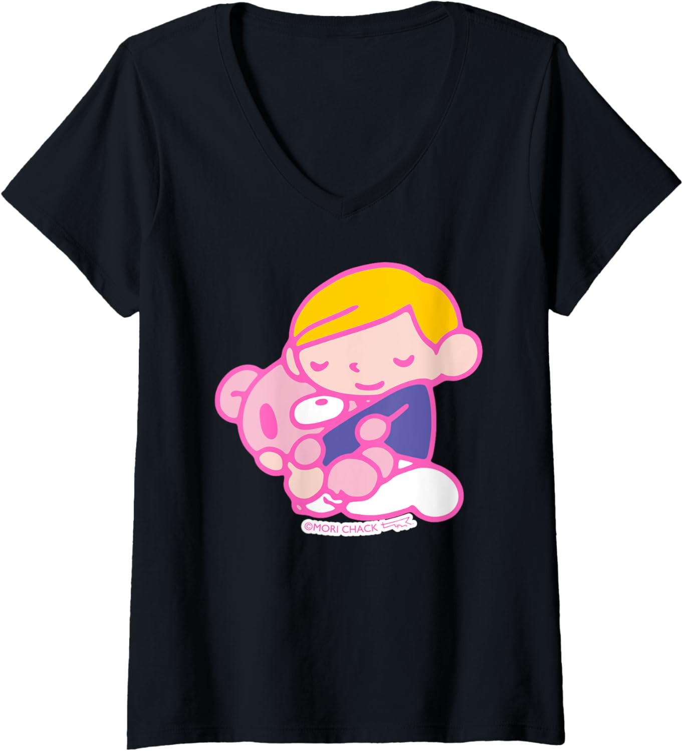 Womens Baby Gloomy Naughty Grizzly In Pity's Arms Chibi Anime V-Neck