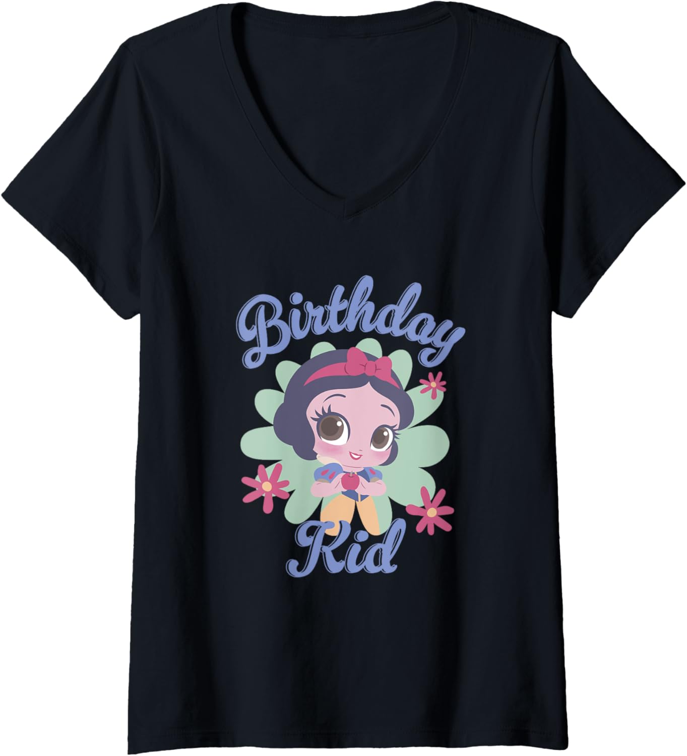 Disney Snow White Birthday Kid Chibi Portrait V-Neck
