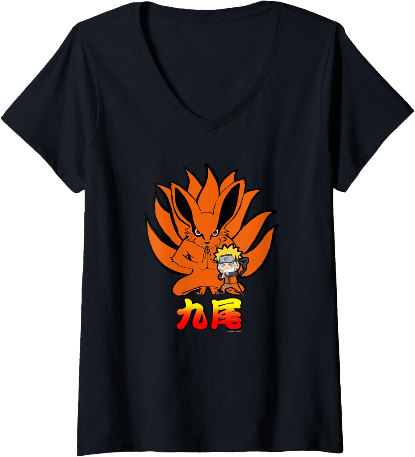 Womens Naruto Shippuden Kurama Nine Tails Chibi V-Neck