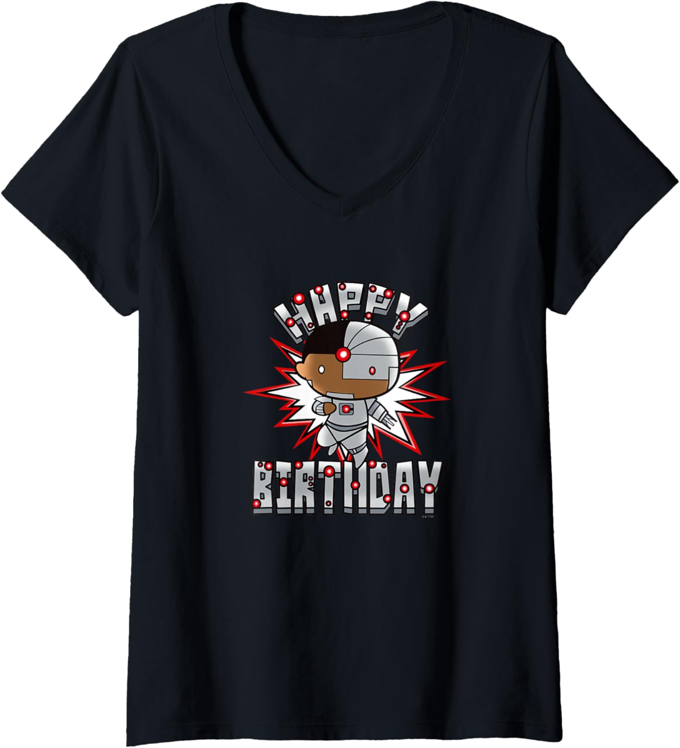 DC Comics Justice League Happy Birthday Chibi Cyborg V-Neck