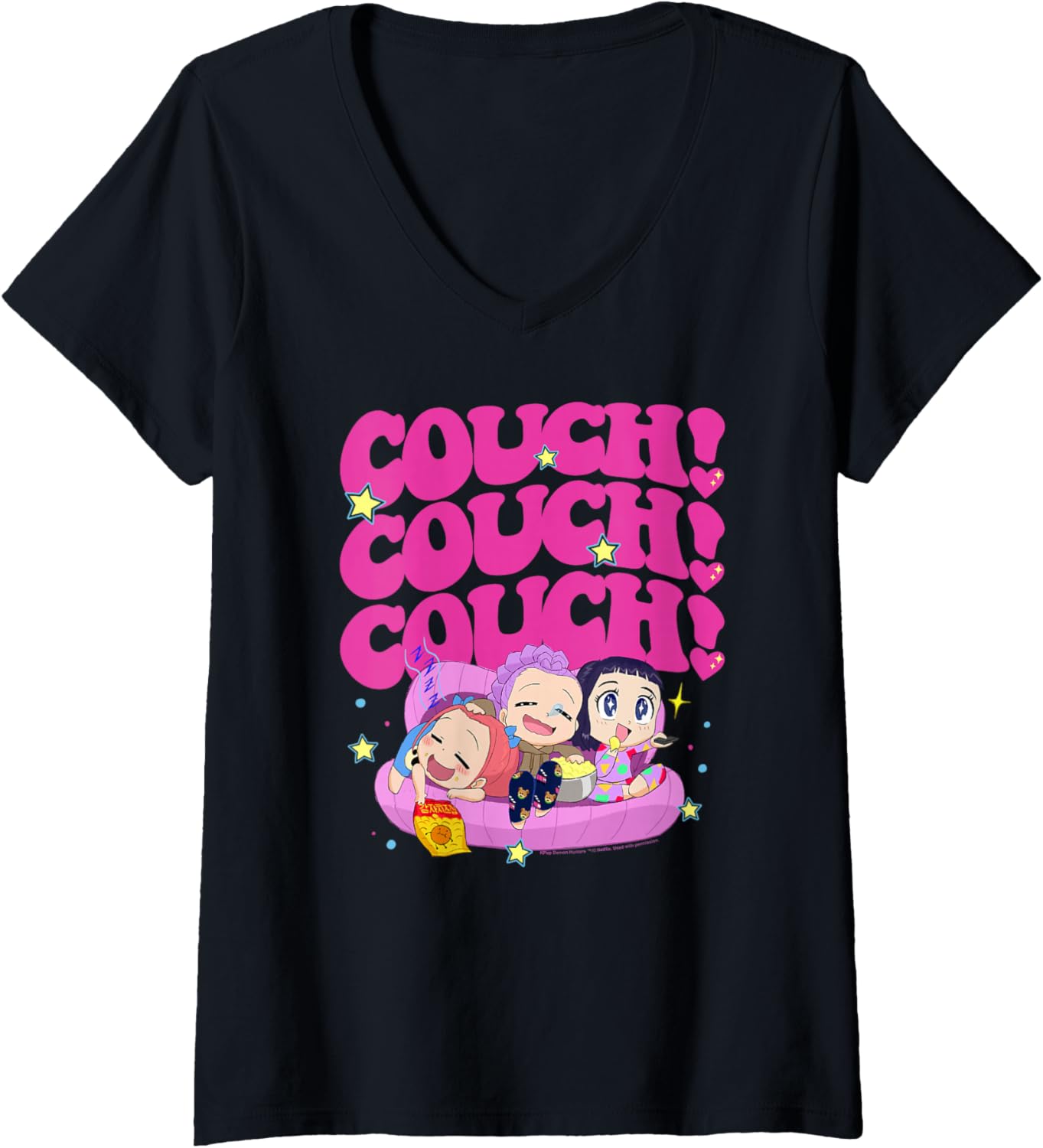 Womens Kpop Demon Hunters Couch! Couch! Couch! Poster V-Neck