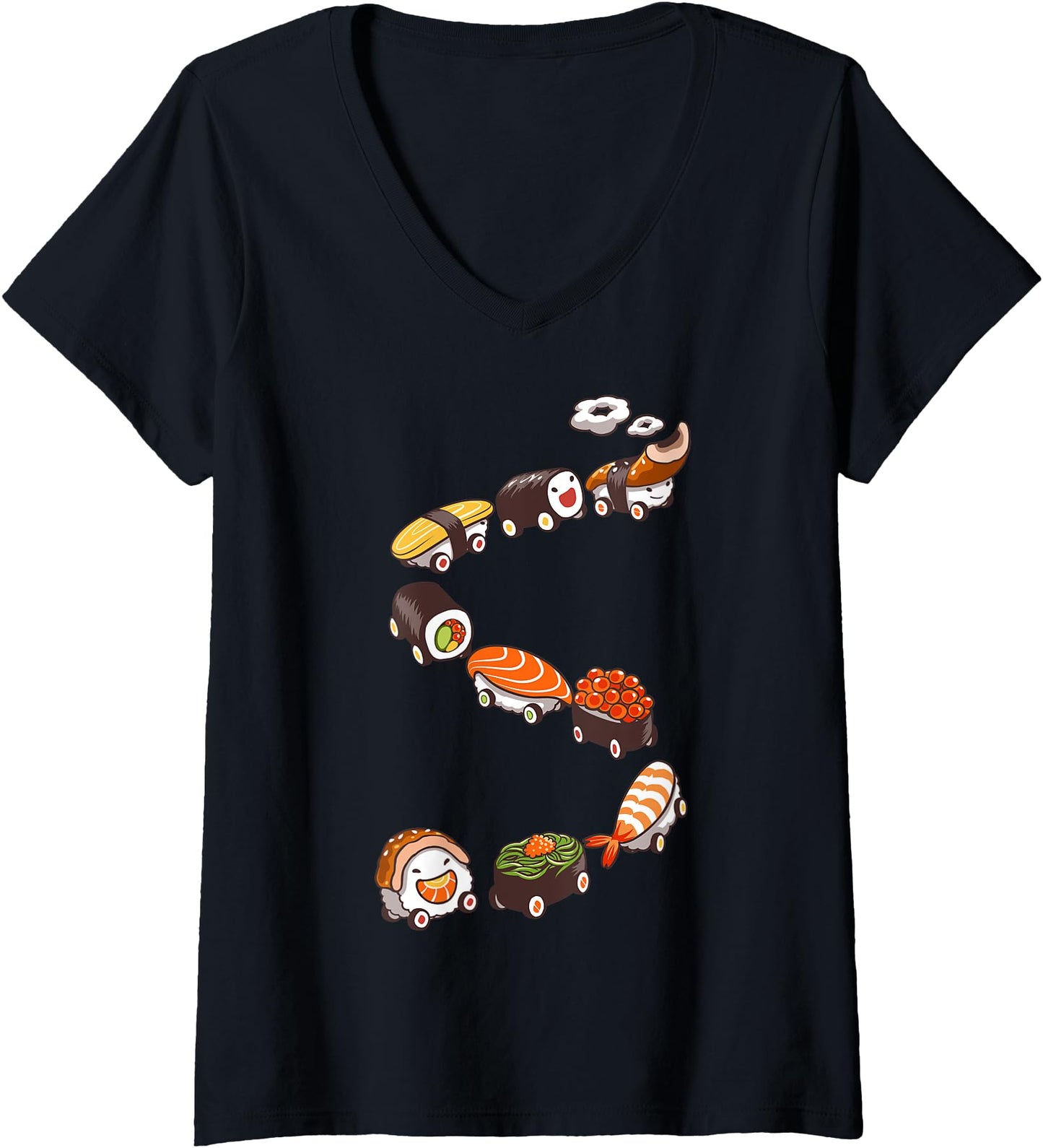 Womens Japanese Nigiri Sushi Train V-Neck