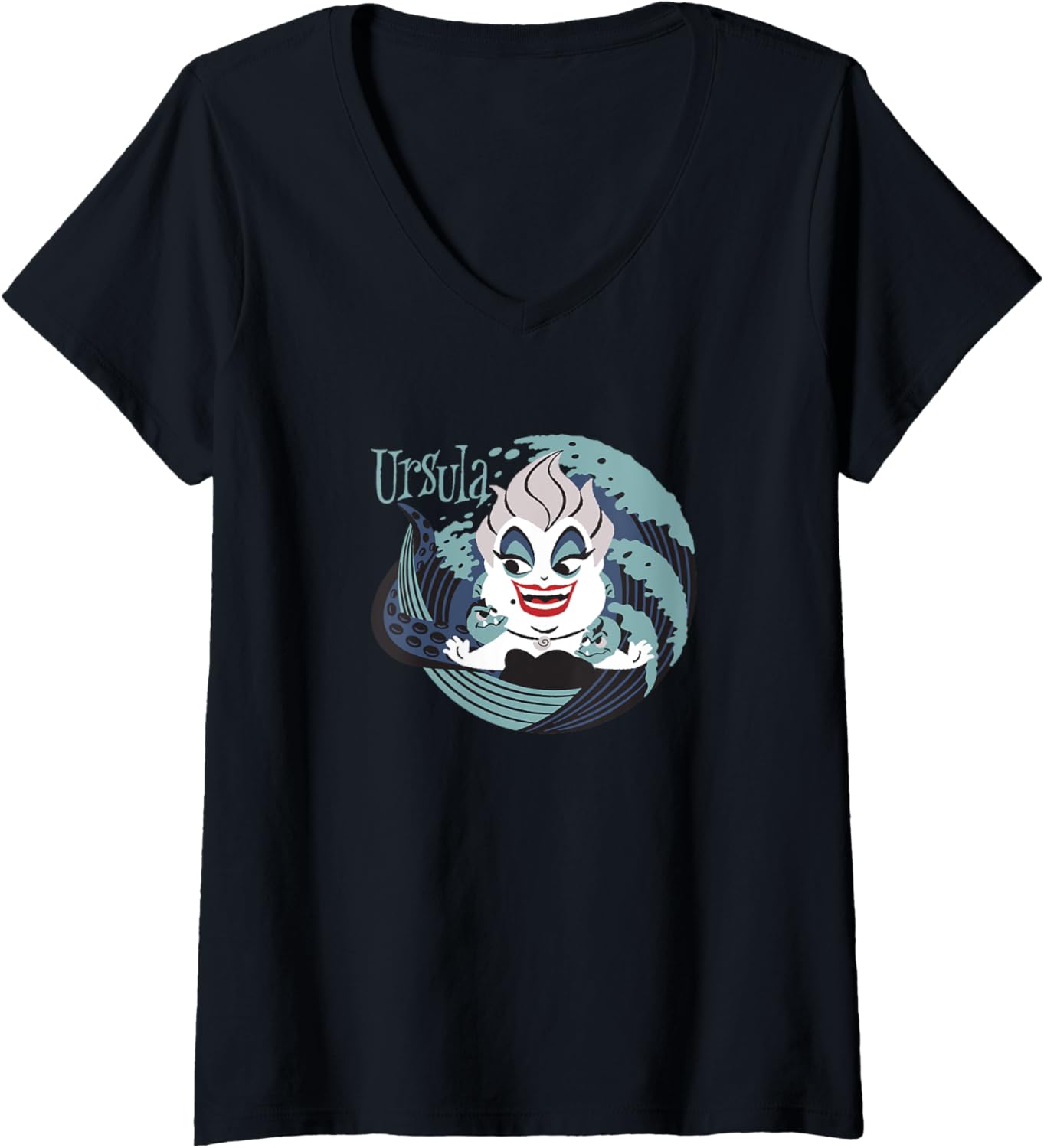 Womens Disney Villains Kawaii Ursula Chibi V-Neck