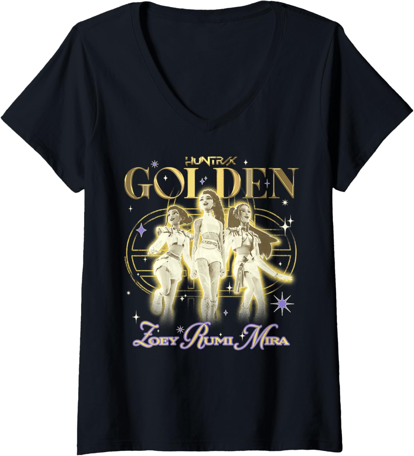 Womens Kpop Demon Hunters Huntrix Golden Zoey Rumi Mira V-Neck