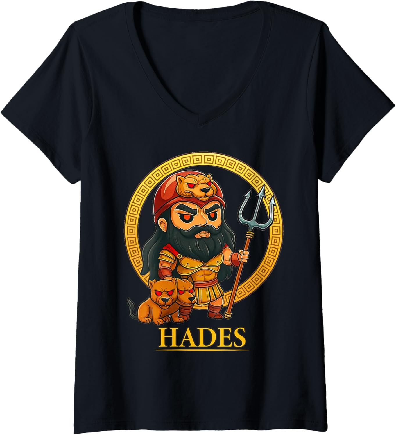 Womens Kawaii Greek Mythology Hades Chibi Ancient Greece God V-Neck
