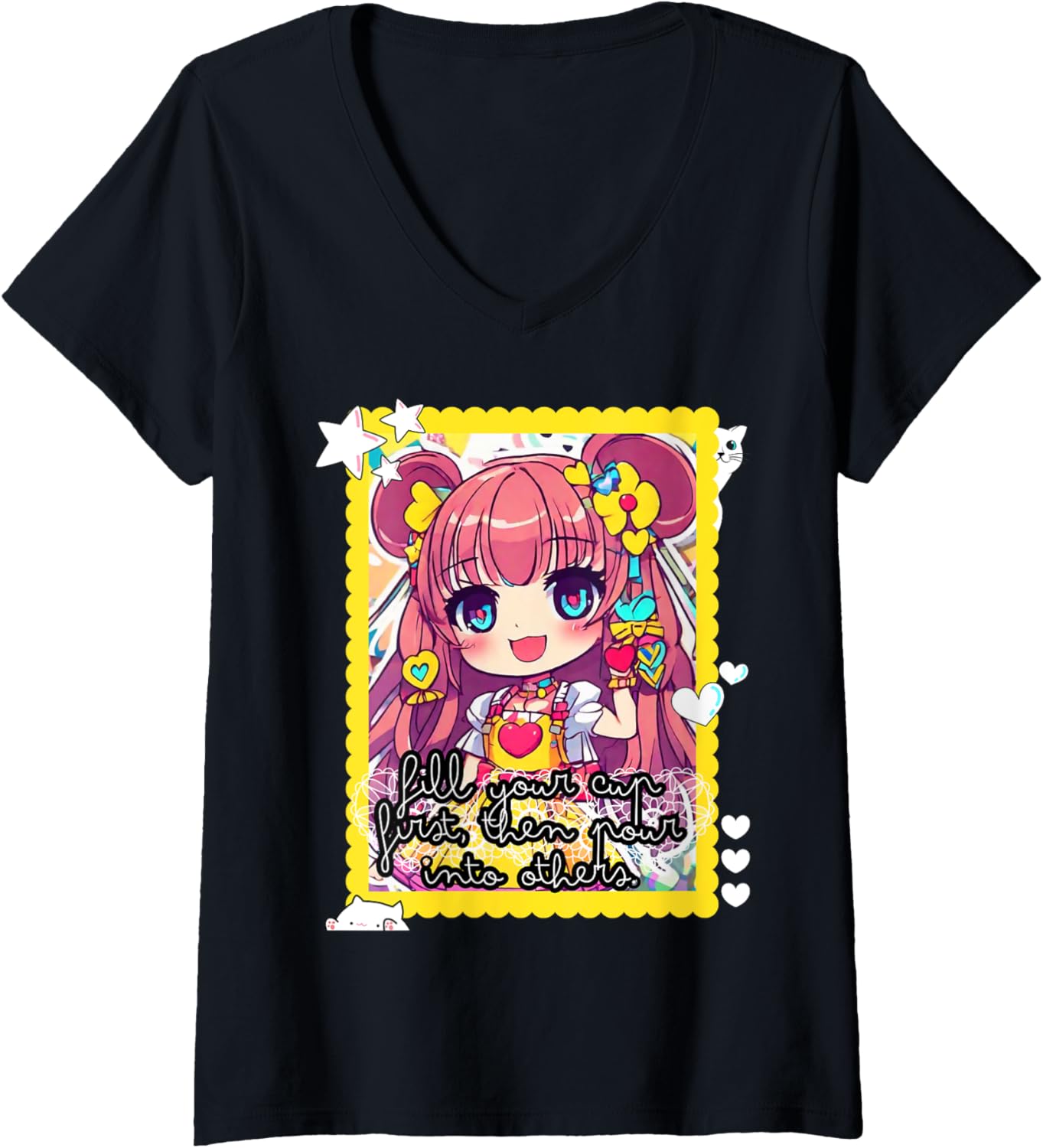 Darkness Transformed, Kawaii Empowered Mental Health Chibi V-Neck