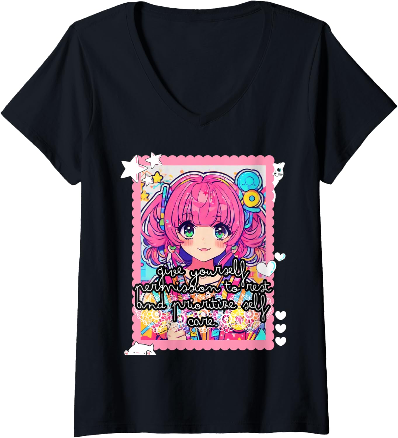 Embrace Your Inner Pastel Goth Mental Health Chibi Cosplay V-Neck