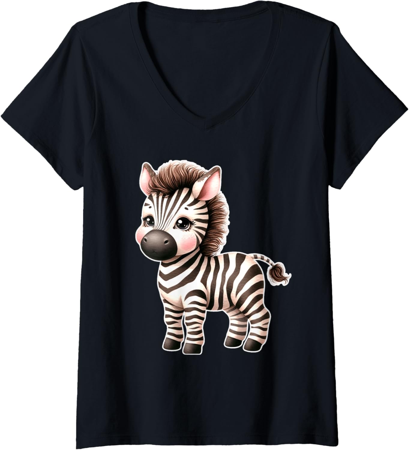 Womens Zebra Chibi Baby V-Neck