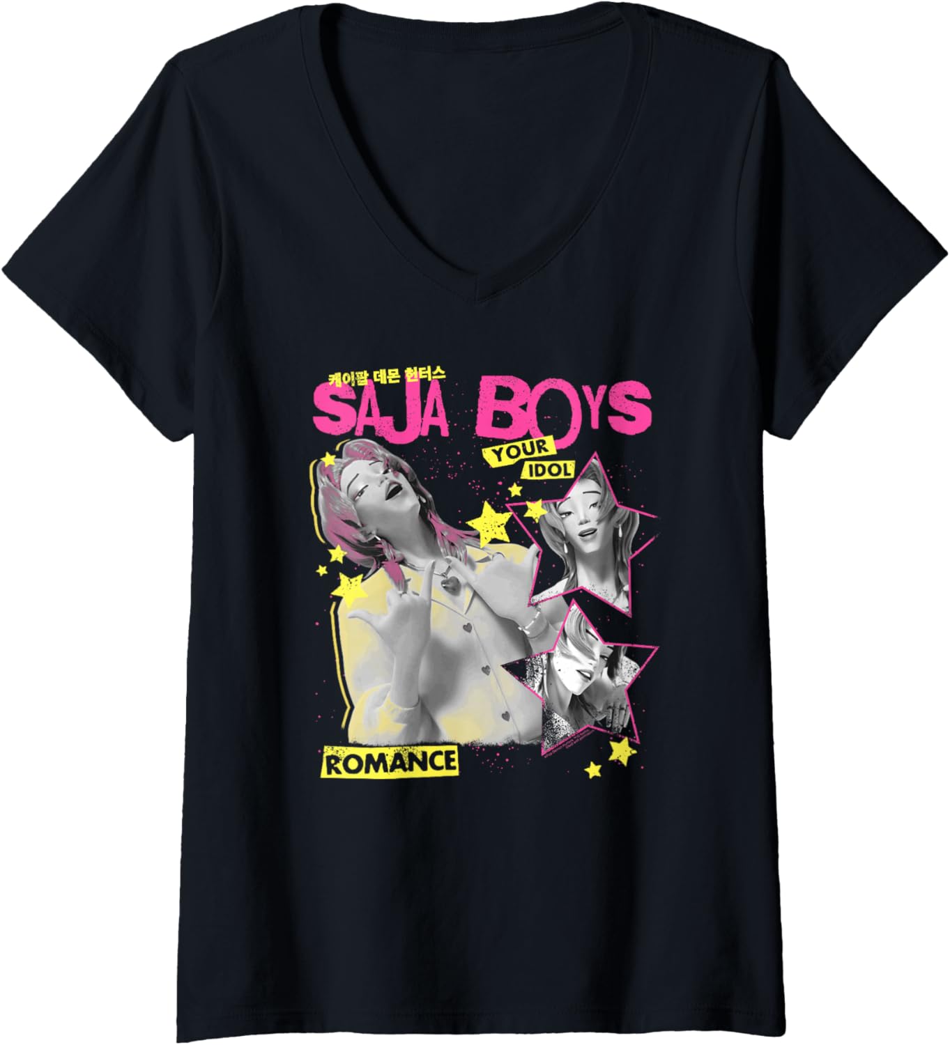 Womens Kpop Demon Hunters Halloween Saja Boys Your Idol Romance V-Neck