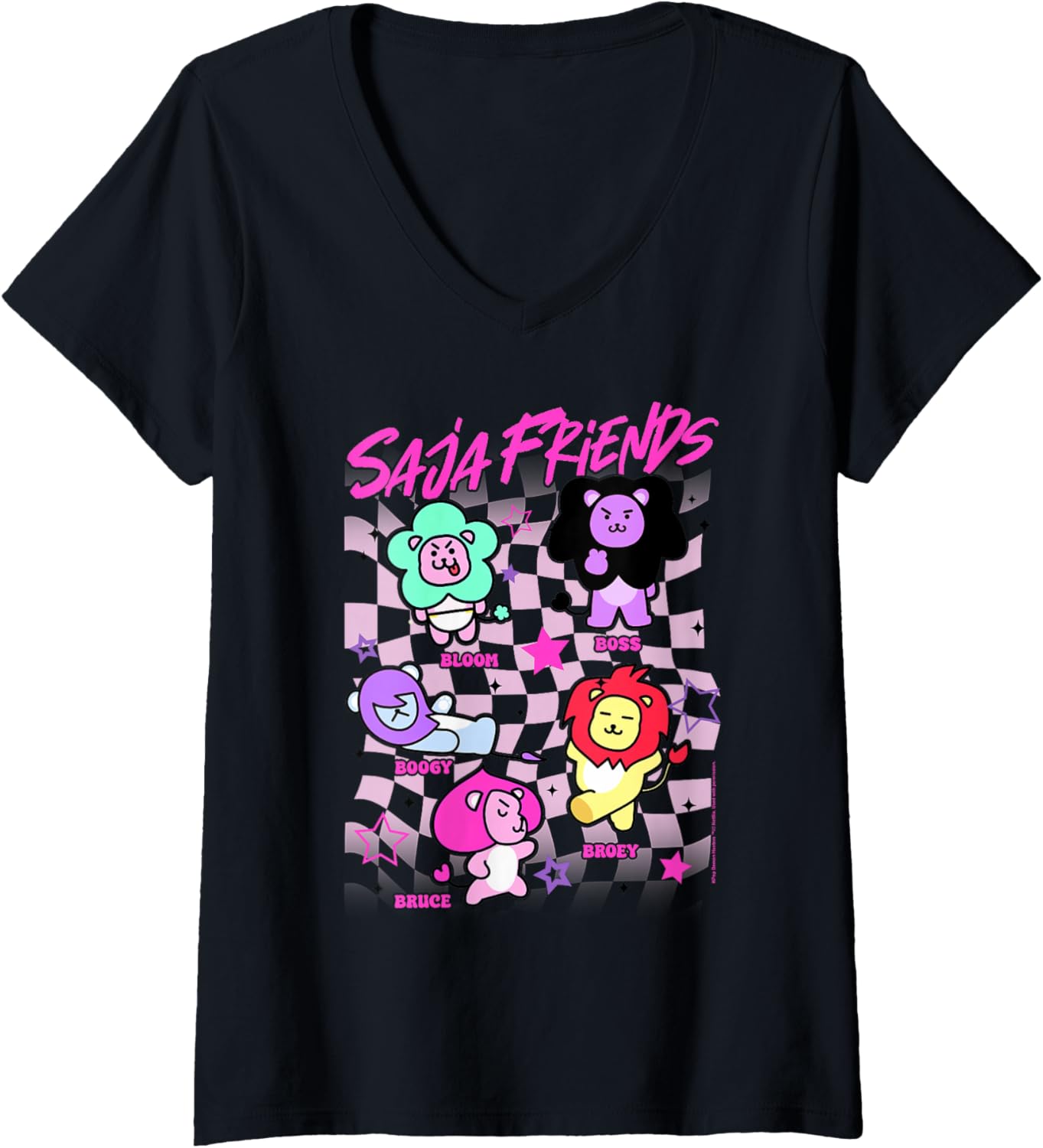 Womens Kpop Demon Hunters Halloween Saja Friends Poster V-Neck