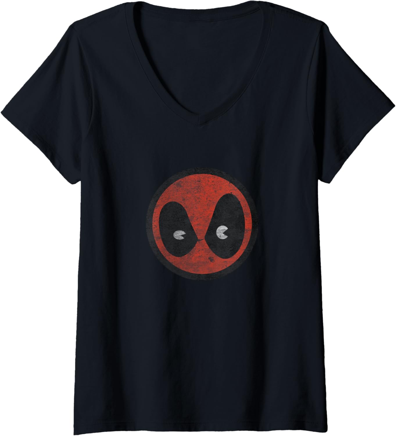 Marvel Kawaii Chibi Deadpool Big Face Shot Distressed V-Neck