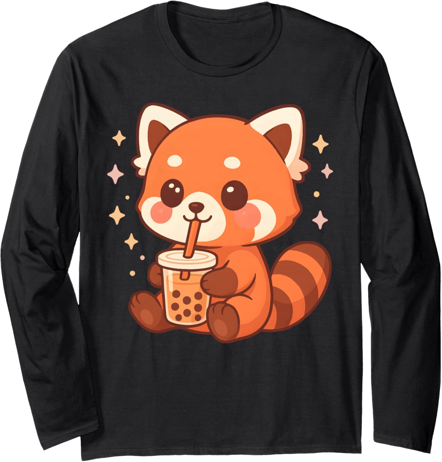 Cute Red Panda with Bubble Tea Kawaii Chibi Boba Lovers Long Sleeve
