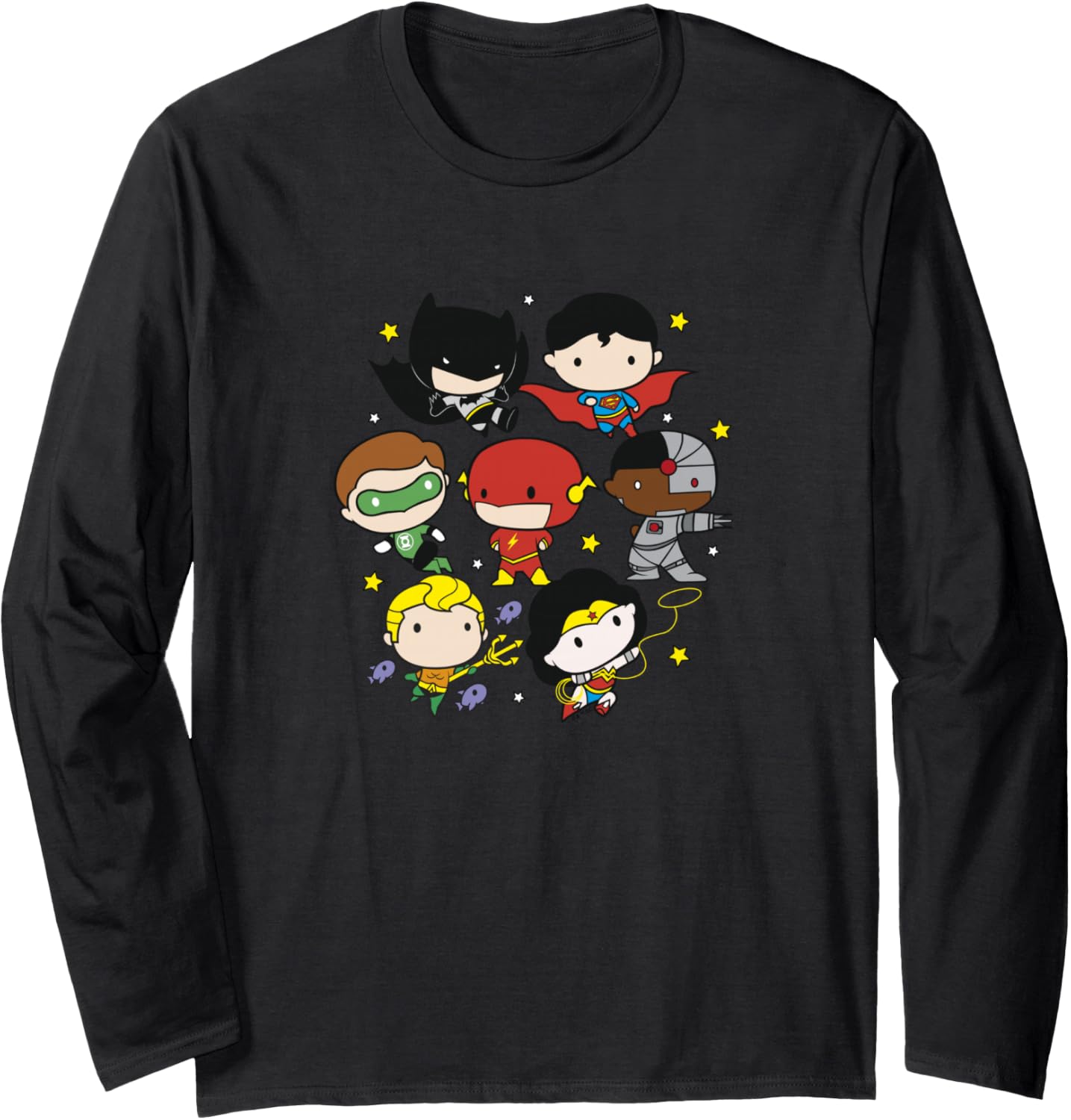 DC Comics Justice League Superhero Chibi Group Portraits Long Sleeve