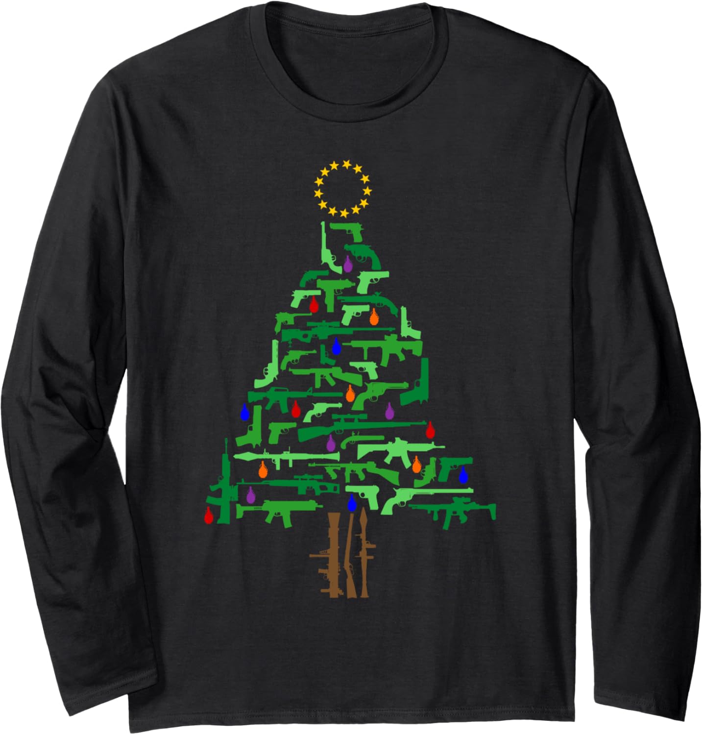 Xmas Patriotic 2nd Amendment Gun Christmas Tree Long Sleeve