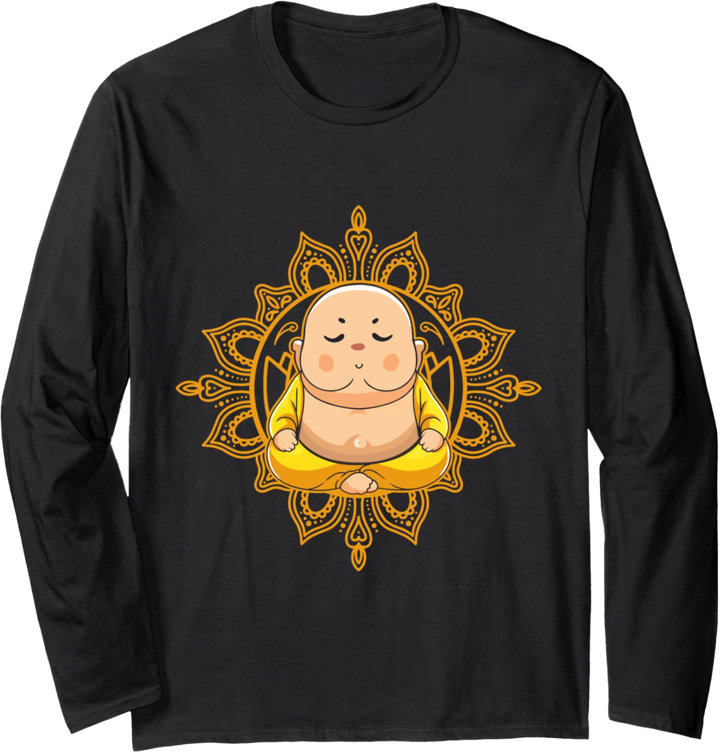 Cute Buddha Funny Little Chibi Kawaii Buddha Meditating Long Sleeve