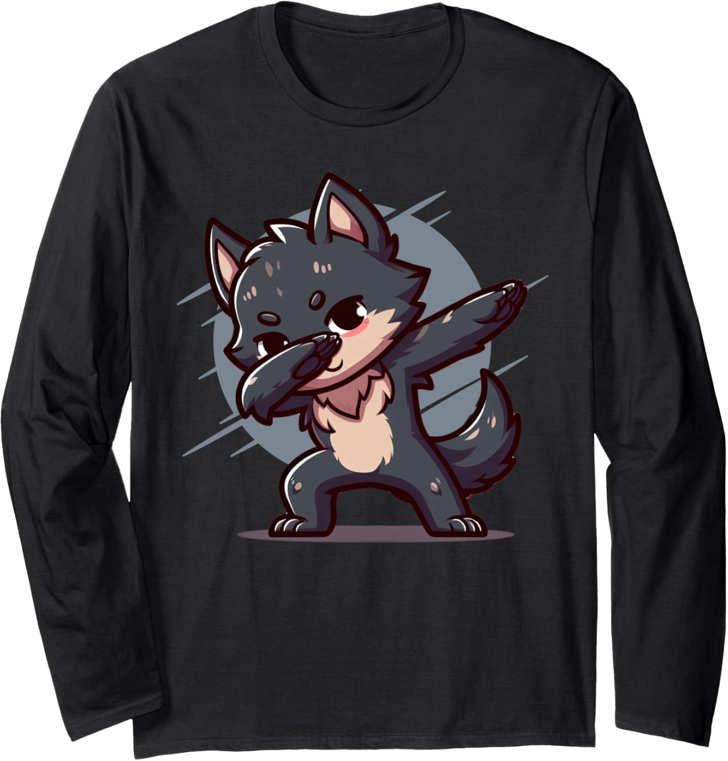 Cute Dabbing Chibi Werewolf Kawaii Halloween Long Sleeve