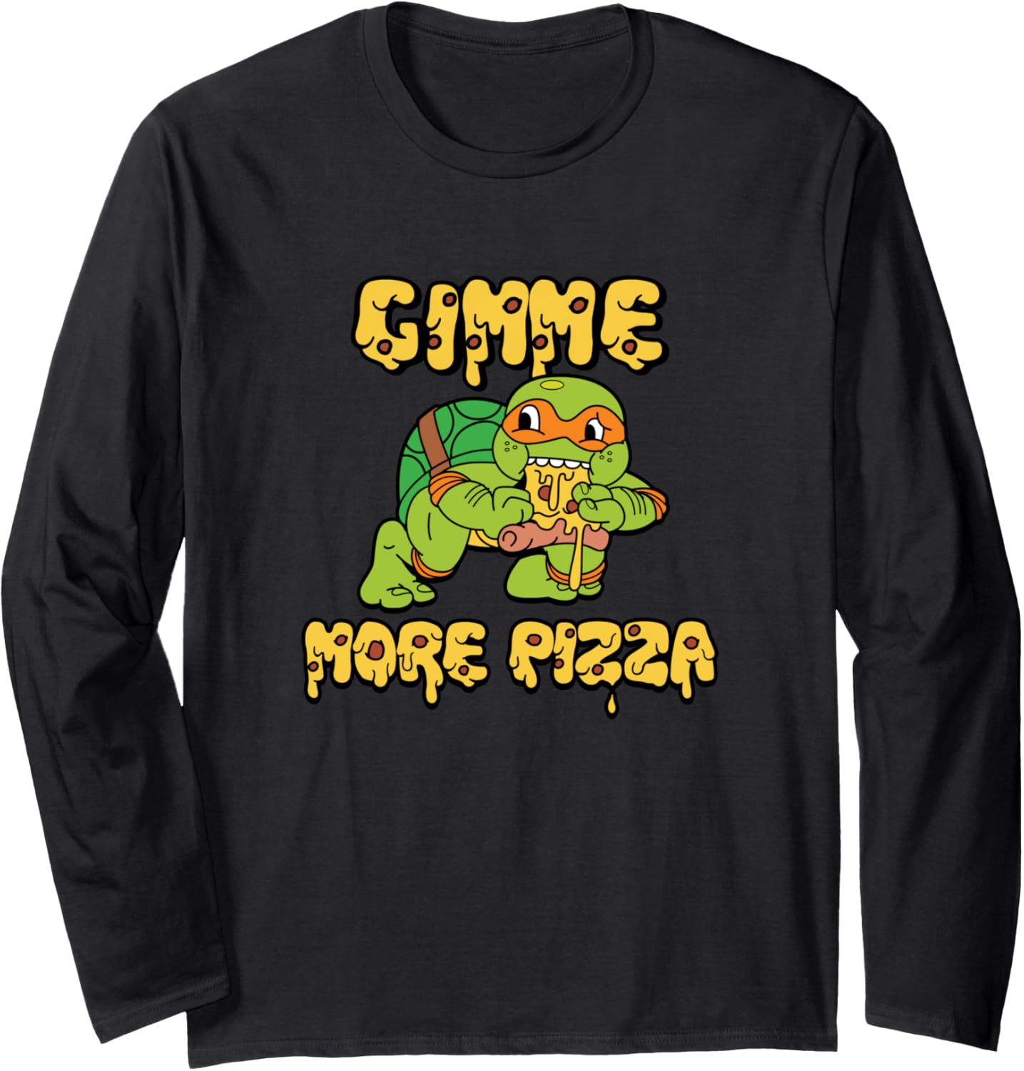 Teenage Mutant Ninja Turtles Mikey Gimme More Pizza Chibi Long Sleeve
