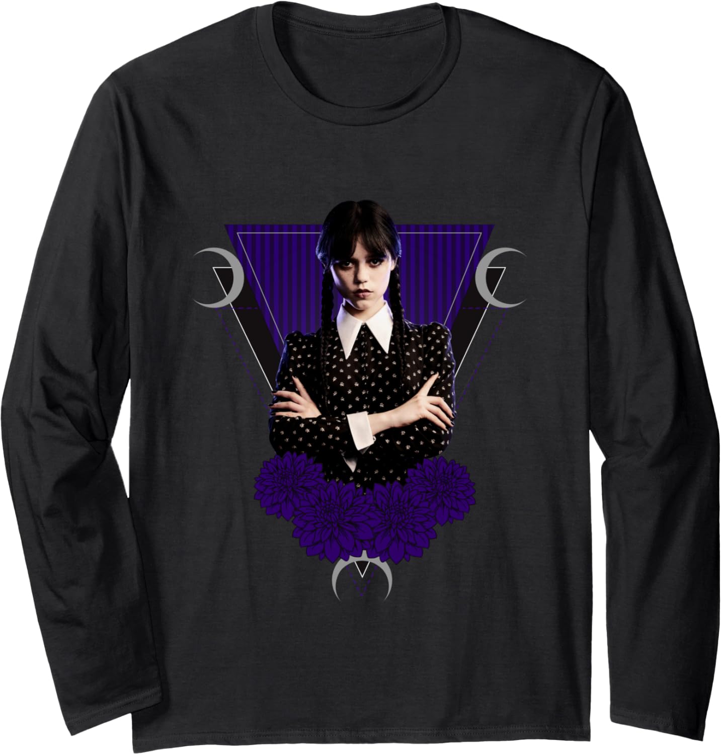 Wednesday Black Dahlias and Moons Long Sleeve