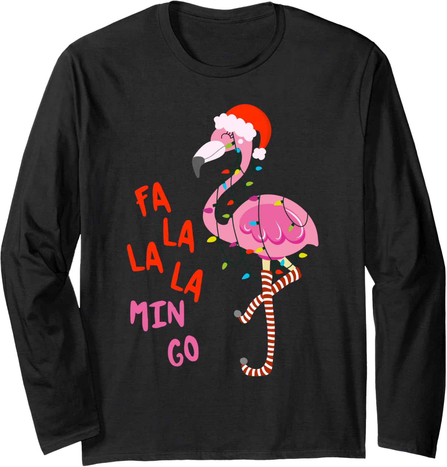 Fa La La Mingo Flamingo Christmas Tropical Xmas Tree Lights Long Sleeve