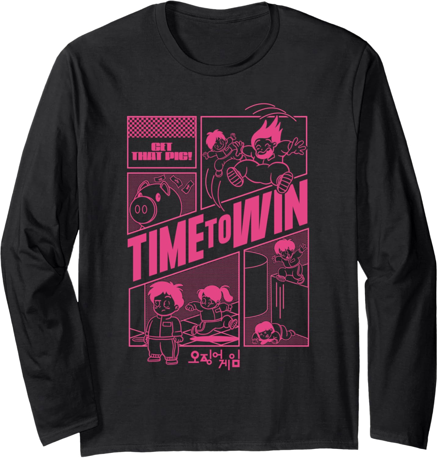 Squid Game Season 3 Time To Win Chibi Characters Outline Long Sleeve