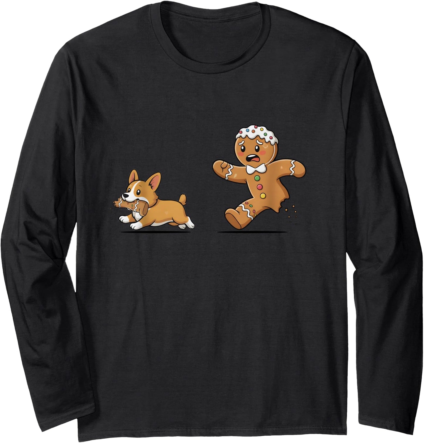 Gingerbread Cookie Chasing Corgi Christmas Dog Mom Pet Lover Long Sleeve