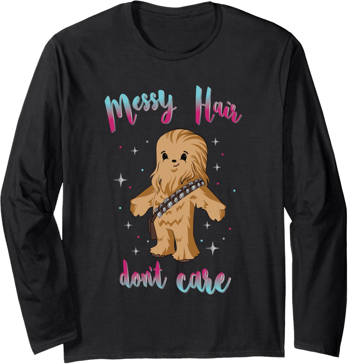 Star Wars Chewbacca Messy Hair Don't Care Cute Chibi Logo Long Sleeve