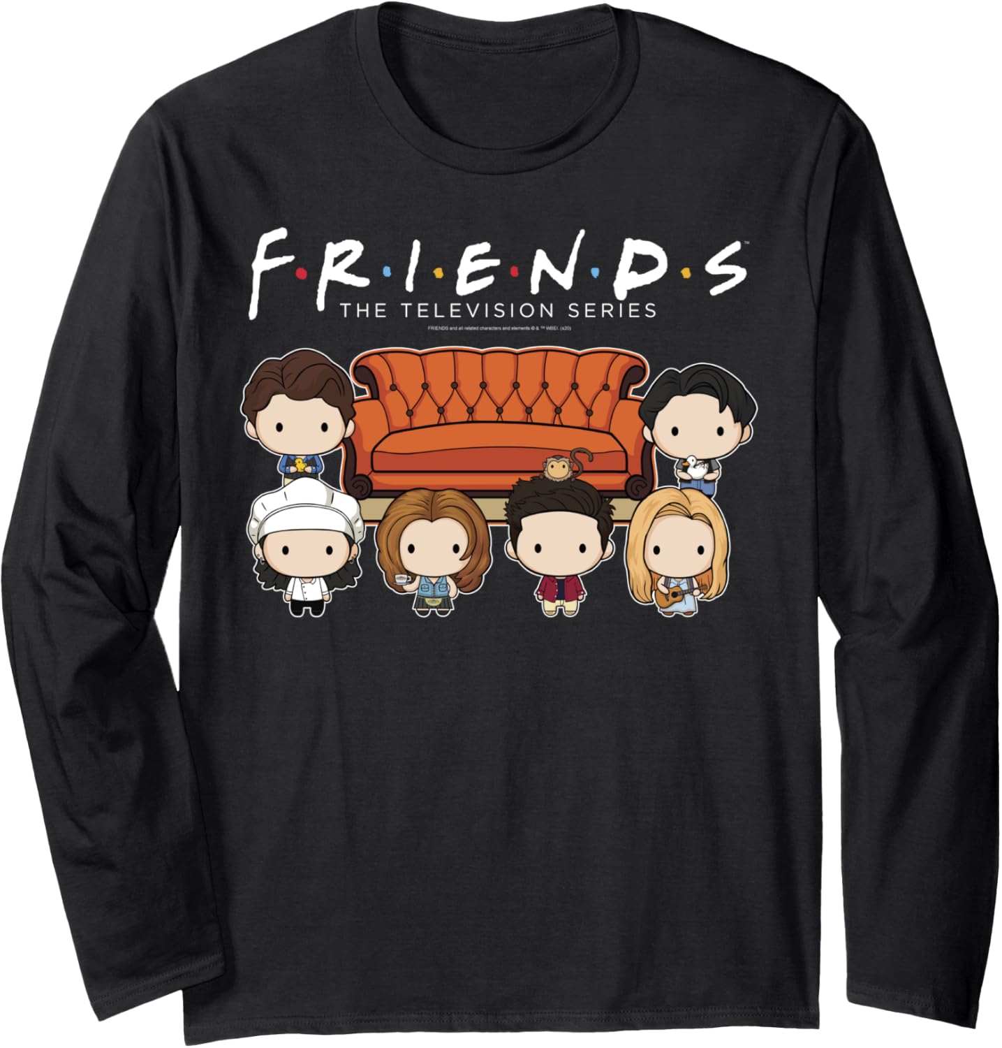 Friends Chibi Central Perk Coffee Shop Group Shot Icons Long Sleeve
