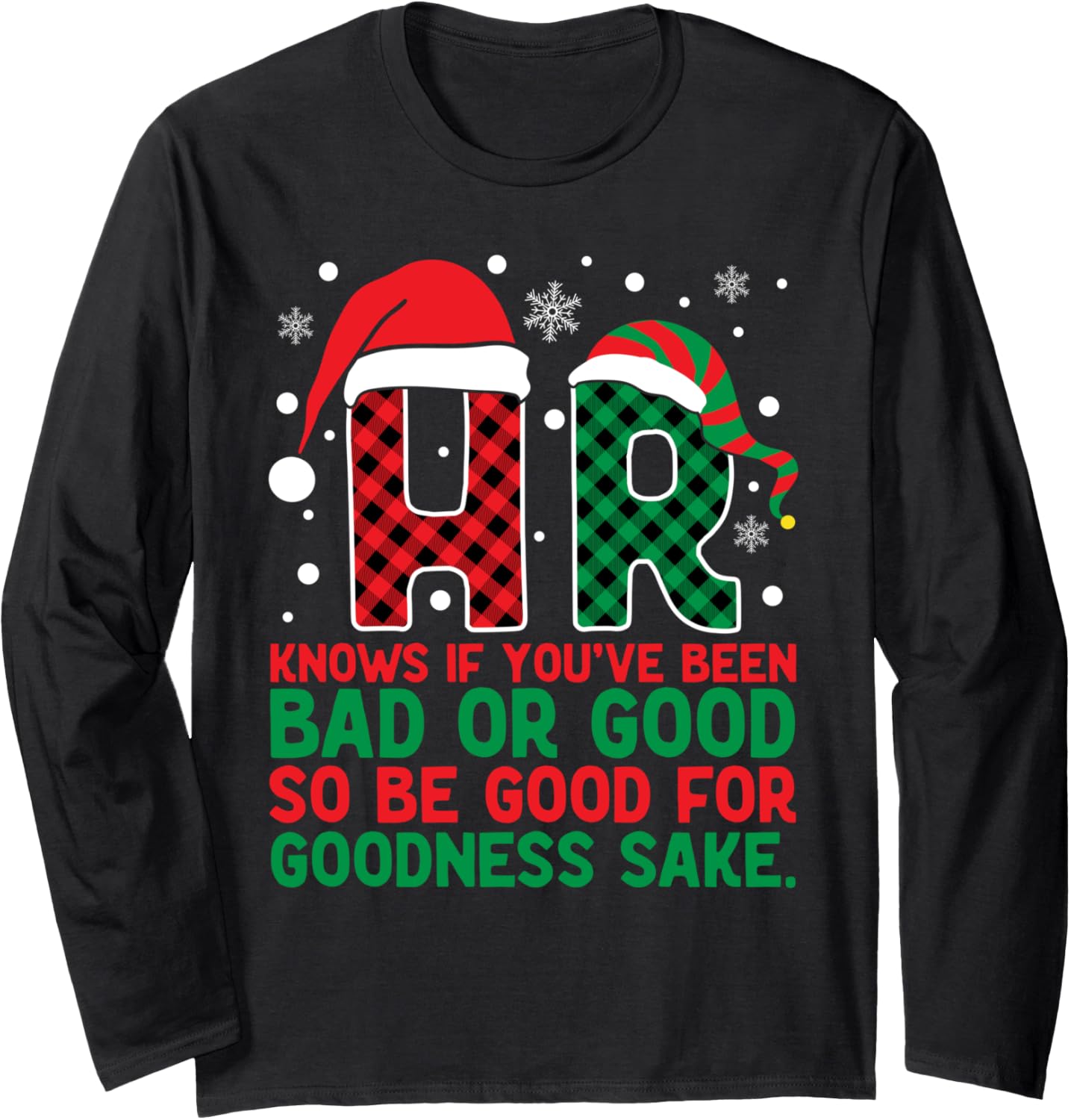 HR Knows If You've Been Bad Or Good Buffalo Plaid Christmas Long Sleeve
