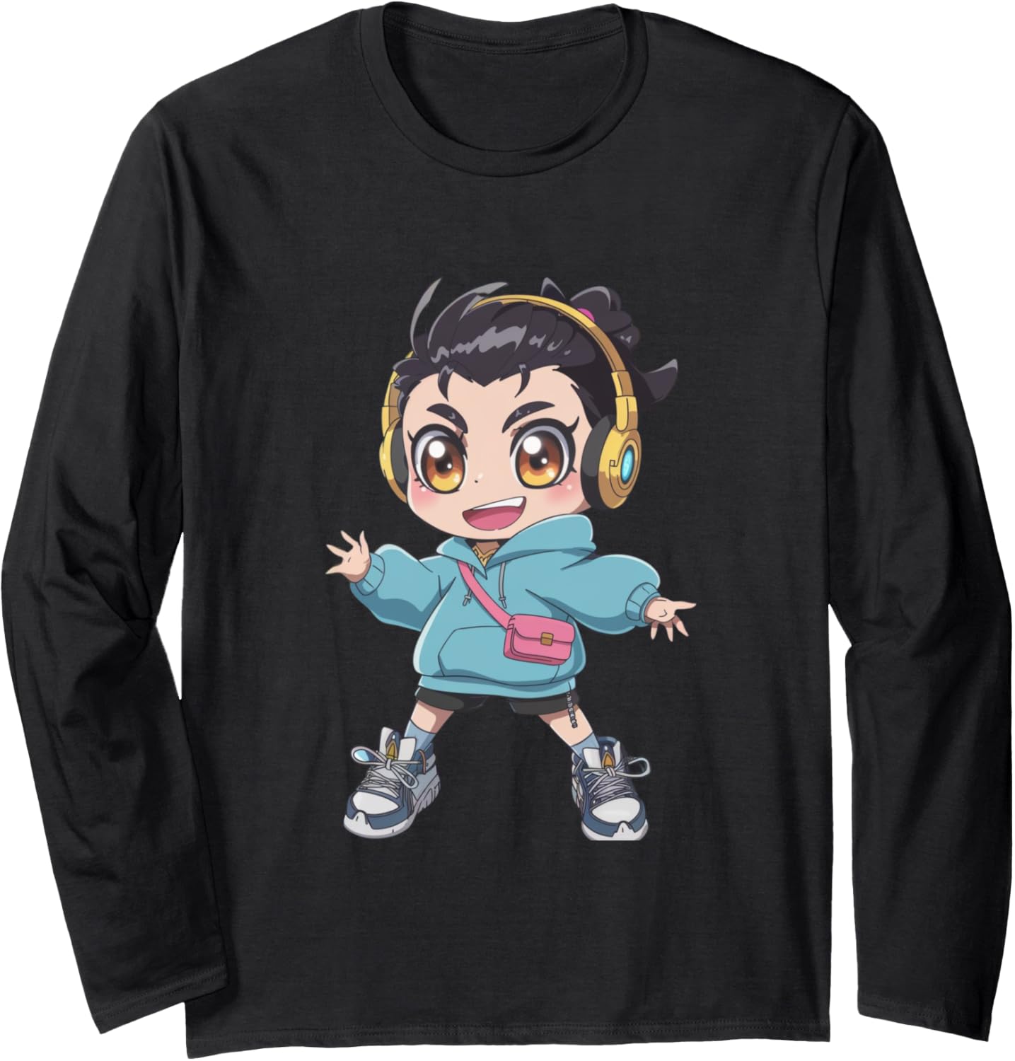 Vibrant chibi art, Colorful anime , Futuristic chibi styl Long Sleeve