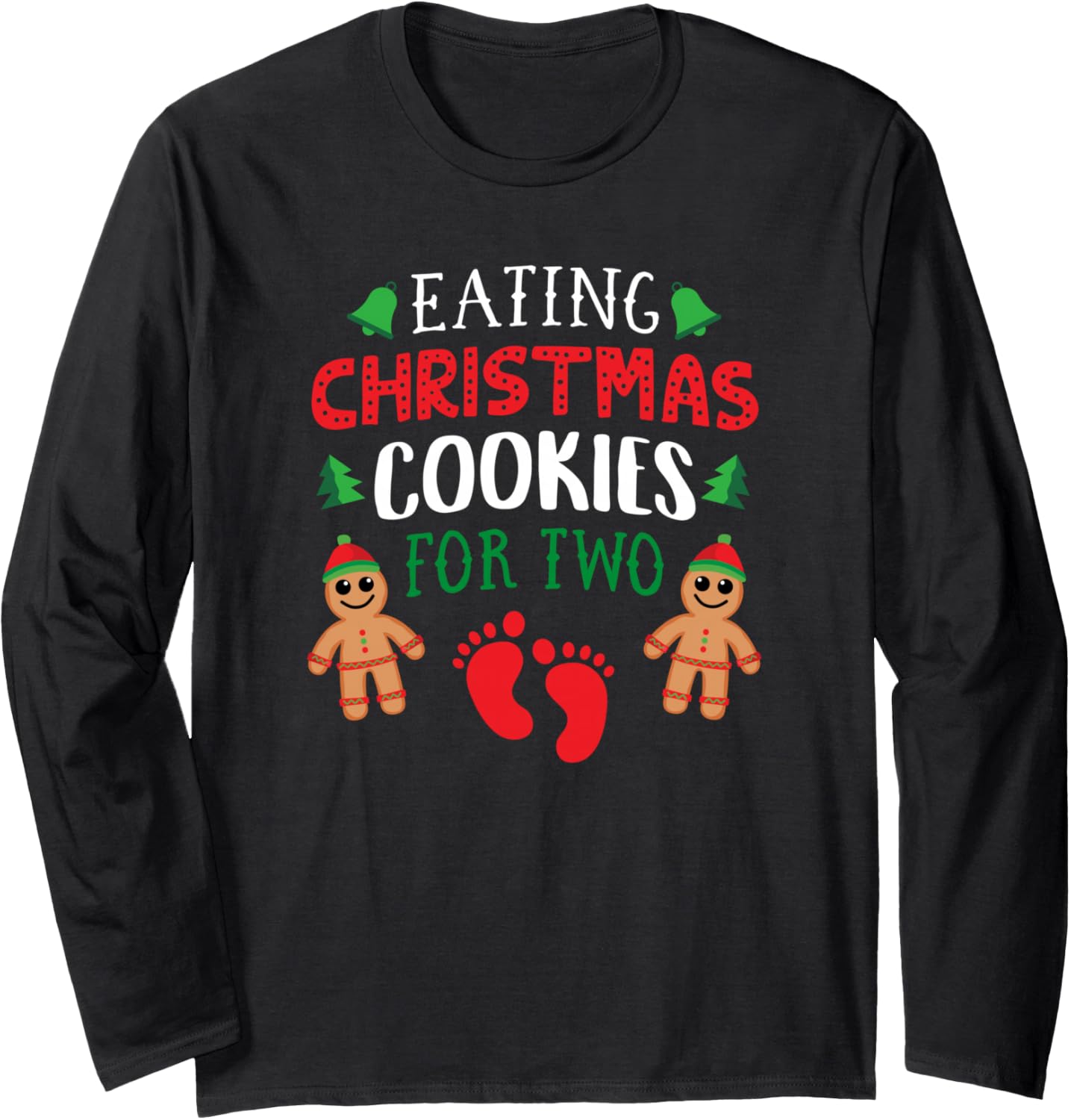 Xmas Eating Cookies For Two Christmas Pregnancy Announcement Long Sleeve