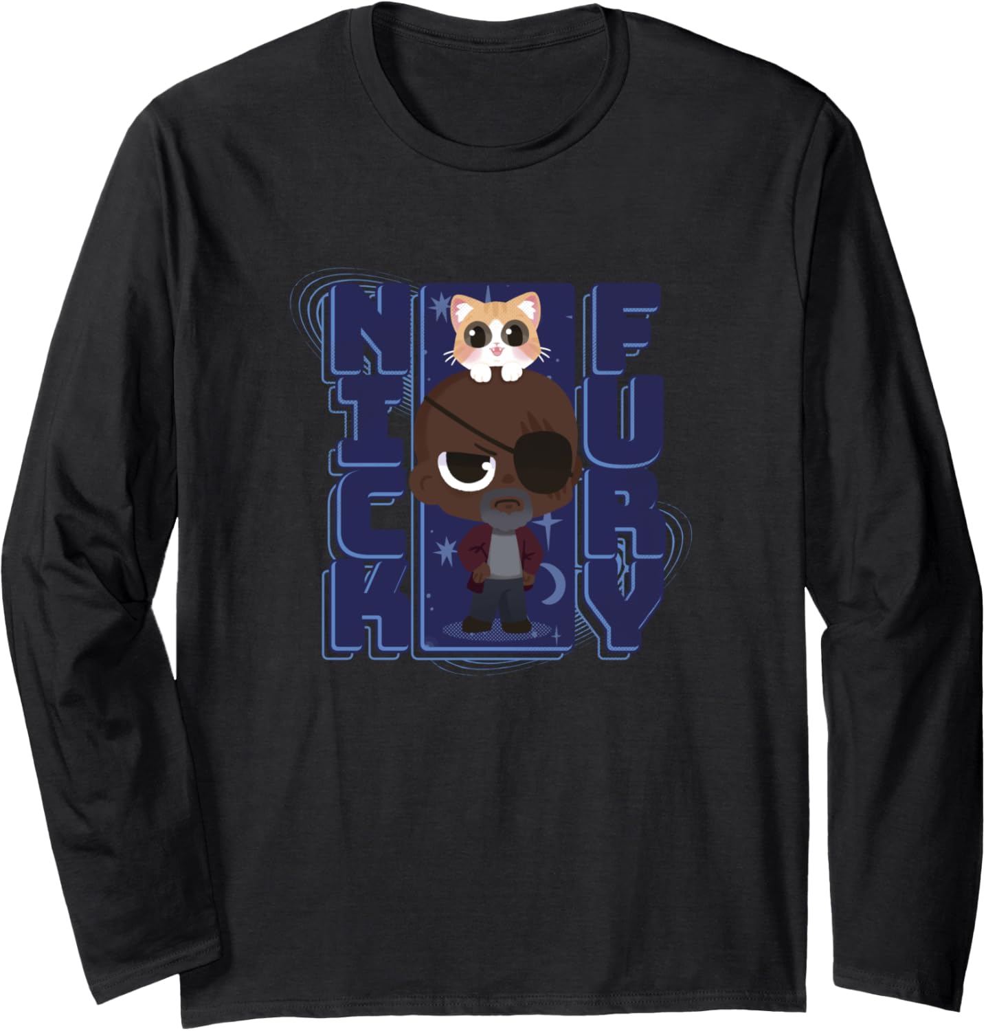 Marvel The Marvels Nick Fury Flerken Chibi Space Portrait Long Sleeve