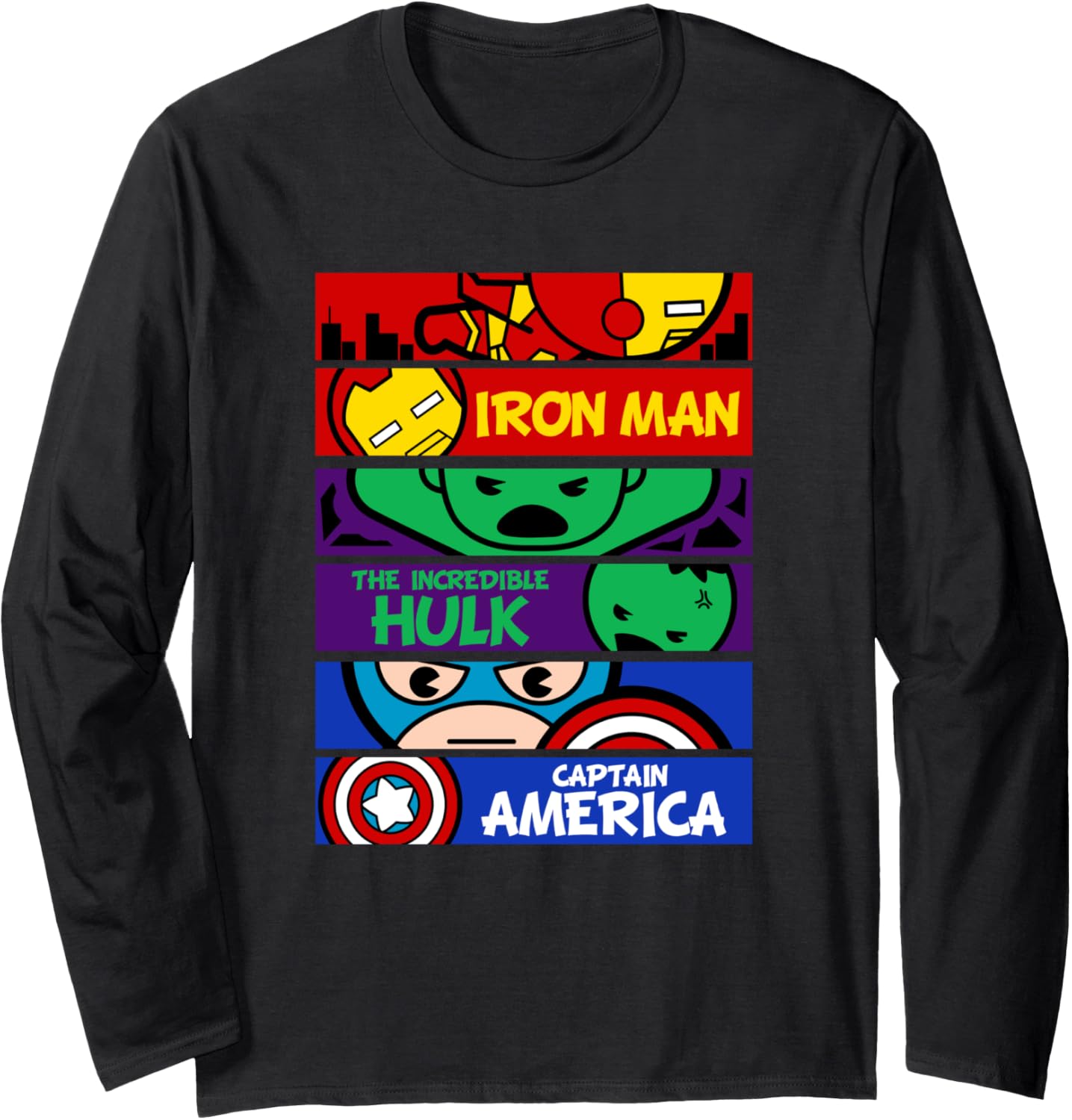 Marvel Kawaii Chibi Avengers Spotlights Panels Long Sleeve