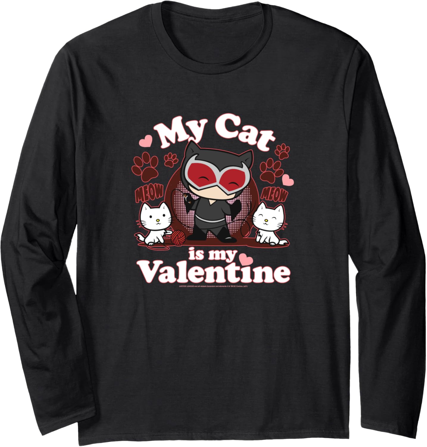 DC Comics Cat Woman My Cat Is My Valentine Chibi Portrait Long Sleeve
