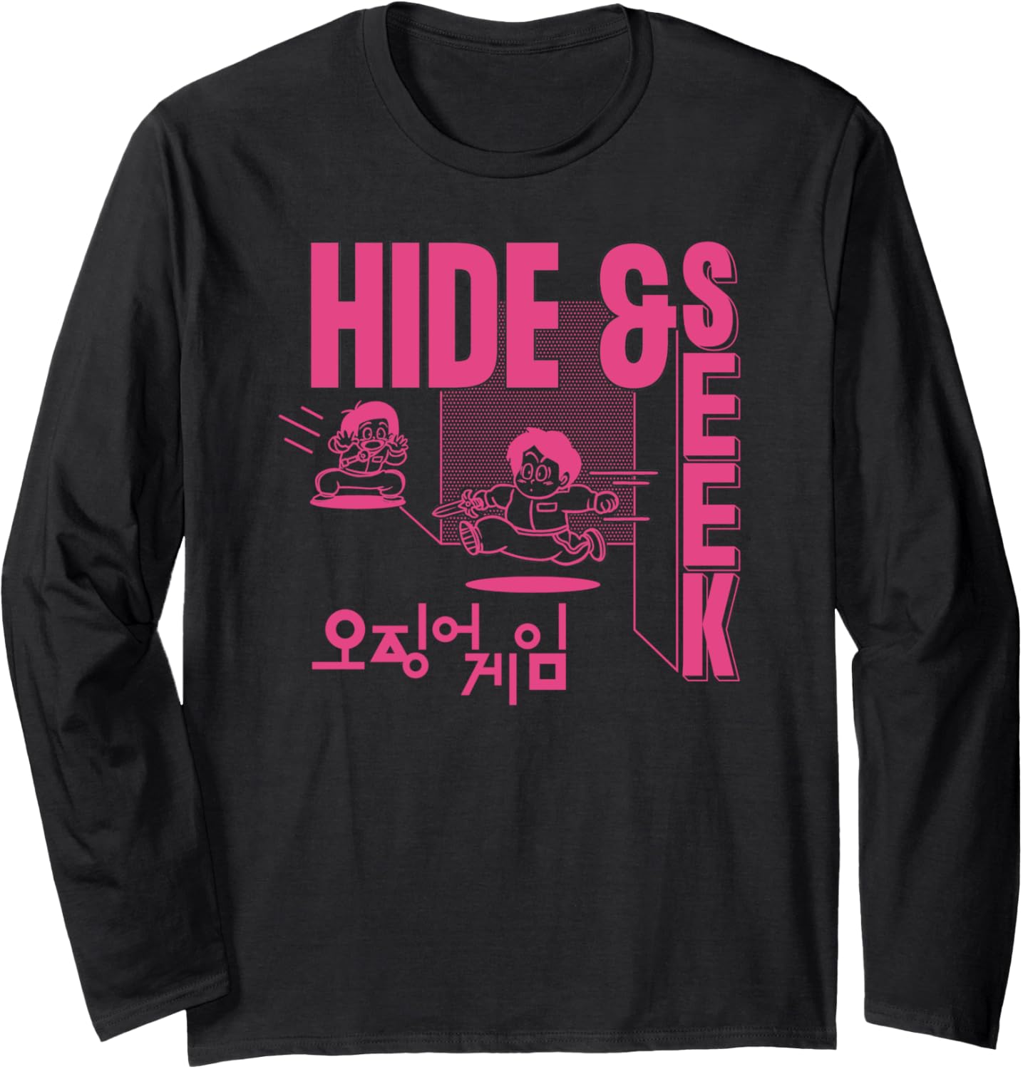 Squid Game Season 3 Hide And Seek Chibi Characters Outline Long Sleeve