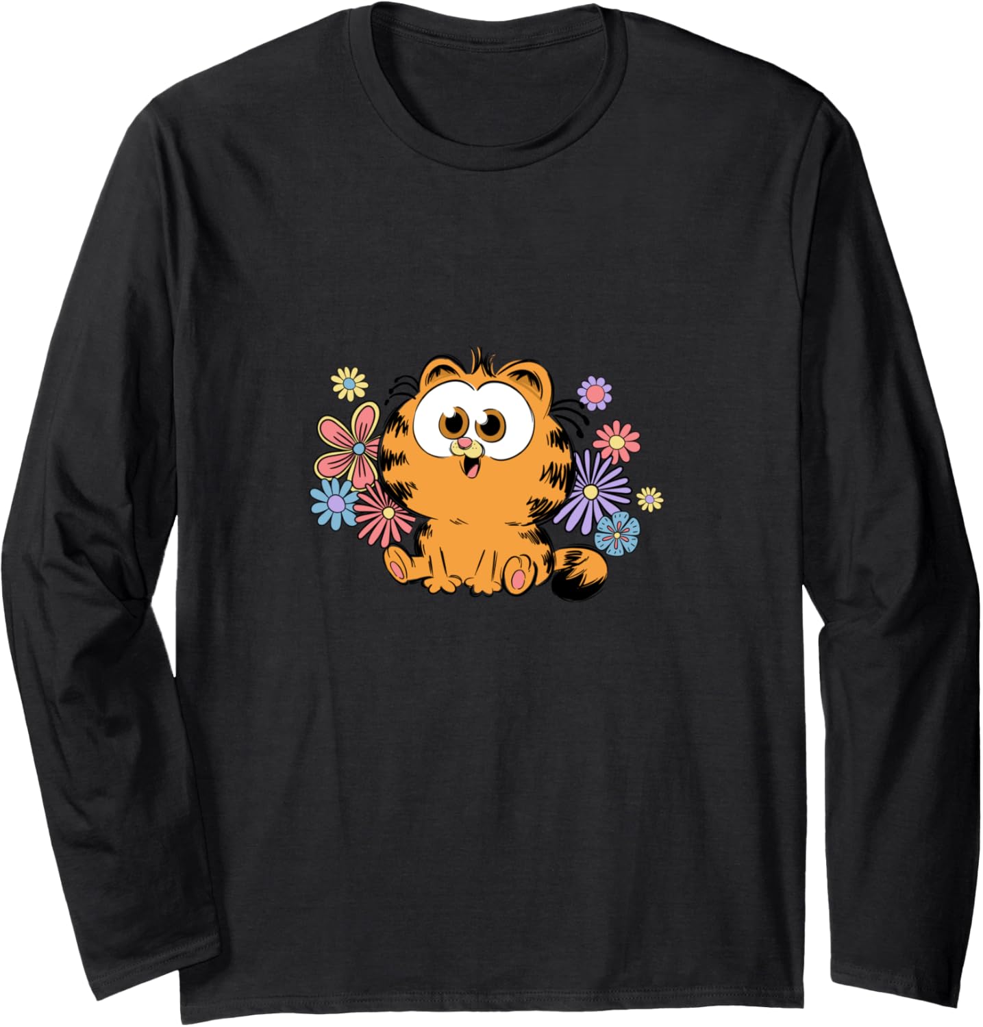 Garfield Too Cute To Care Floral Chibi Front & Back Long Sleeve