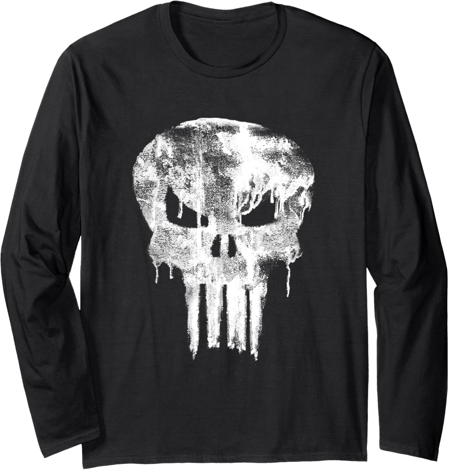 Marvel Punisher Blurry Paint Drip Skull Vintage Chest Logo Long Sleeve