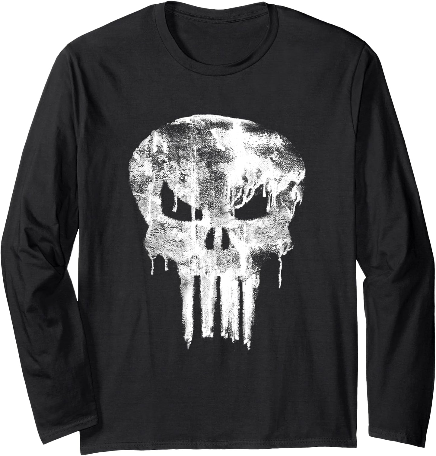 Marvel Punisher Blurry Paint Drip Skull Vintage Chest Logo Long Sleeve