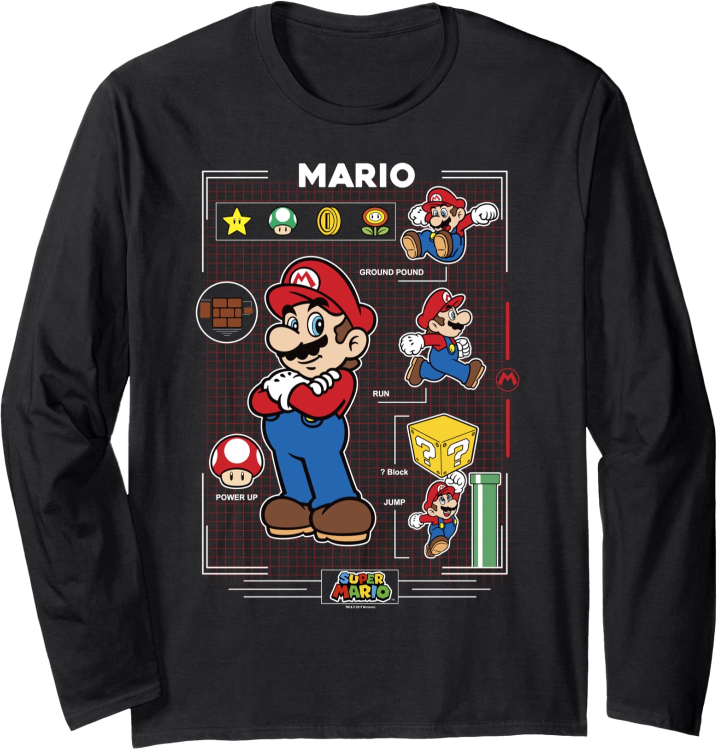 Nintendo Super Mario Character Grid Long Sleeve Tee Long Sleeve