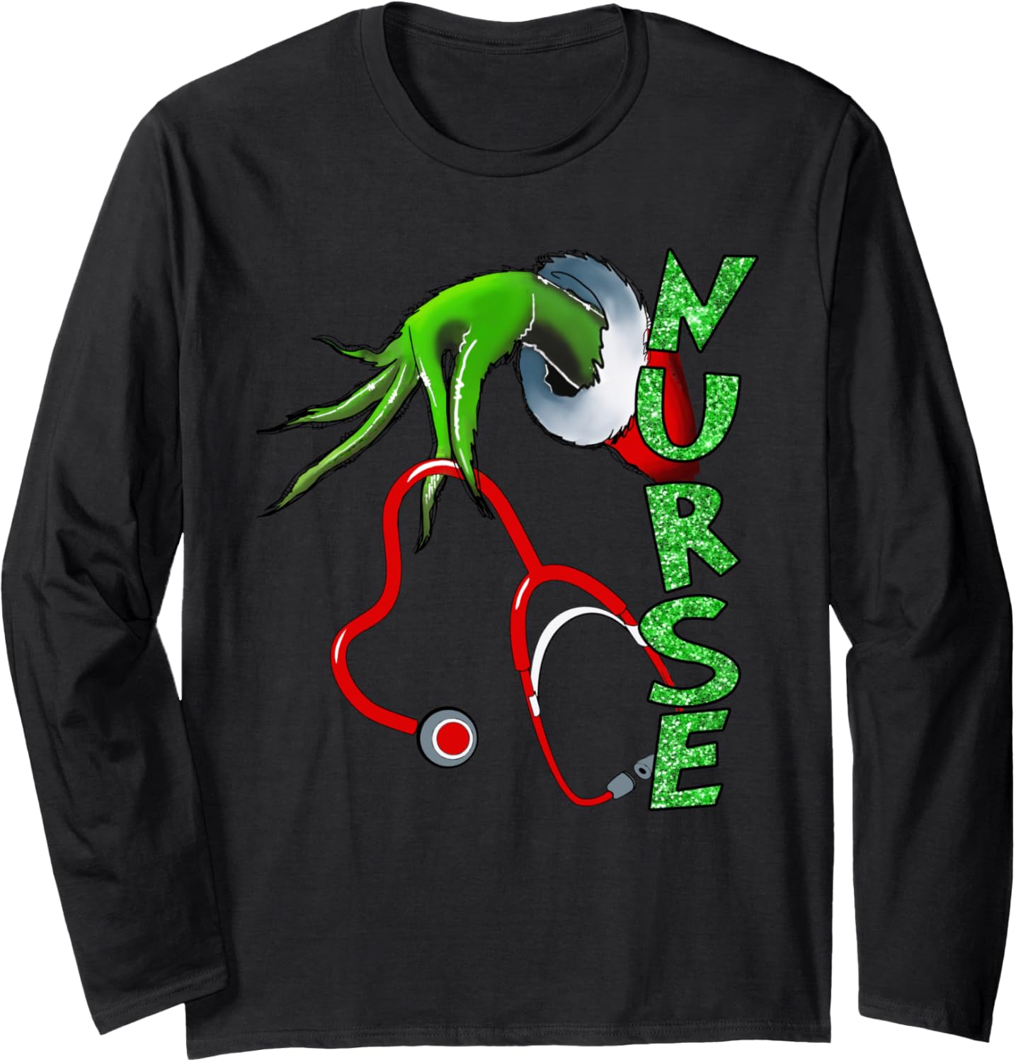 Nurse Funny Merry Christmas Stethoscope Nurses Xmas Pajamas Long Sleeve
