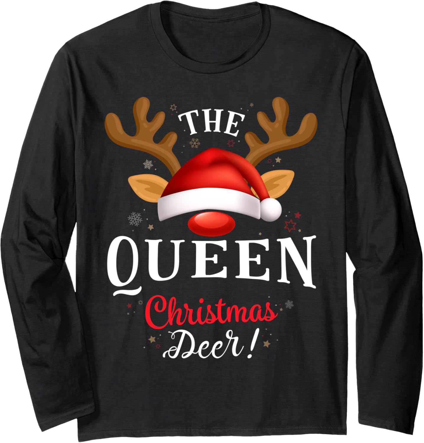 Queen Christmas Deer PJS Xmas Family Matching Long Sleeve