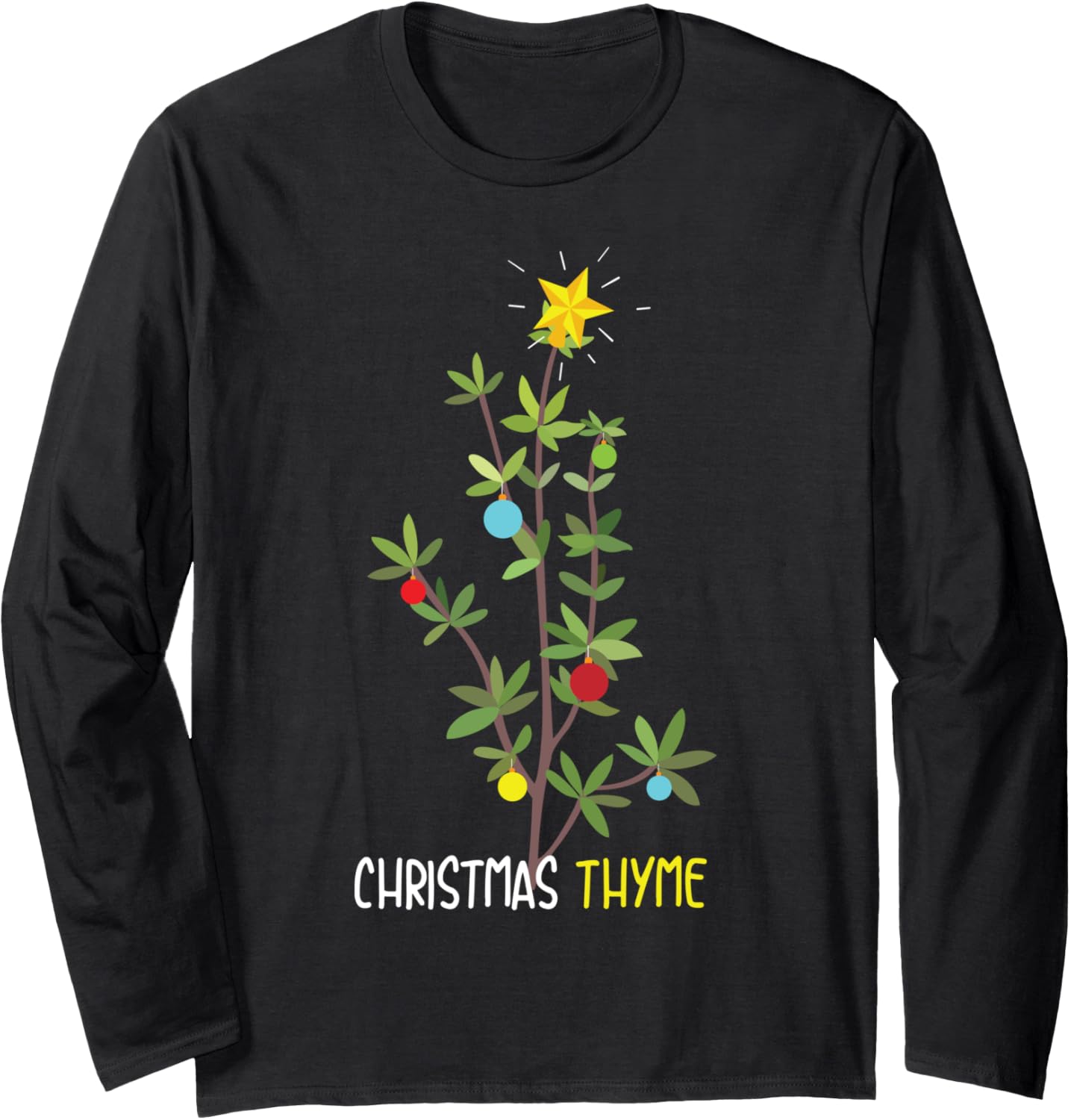 Christmas Thyme Cool X-mas Herb Lovers Cute Santa Gift Long Sleeve